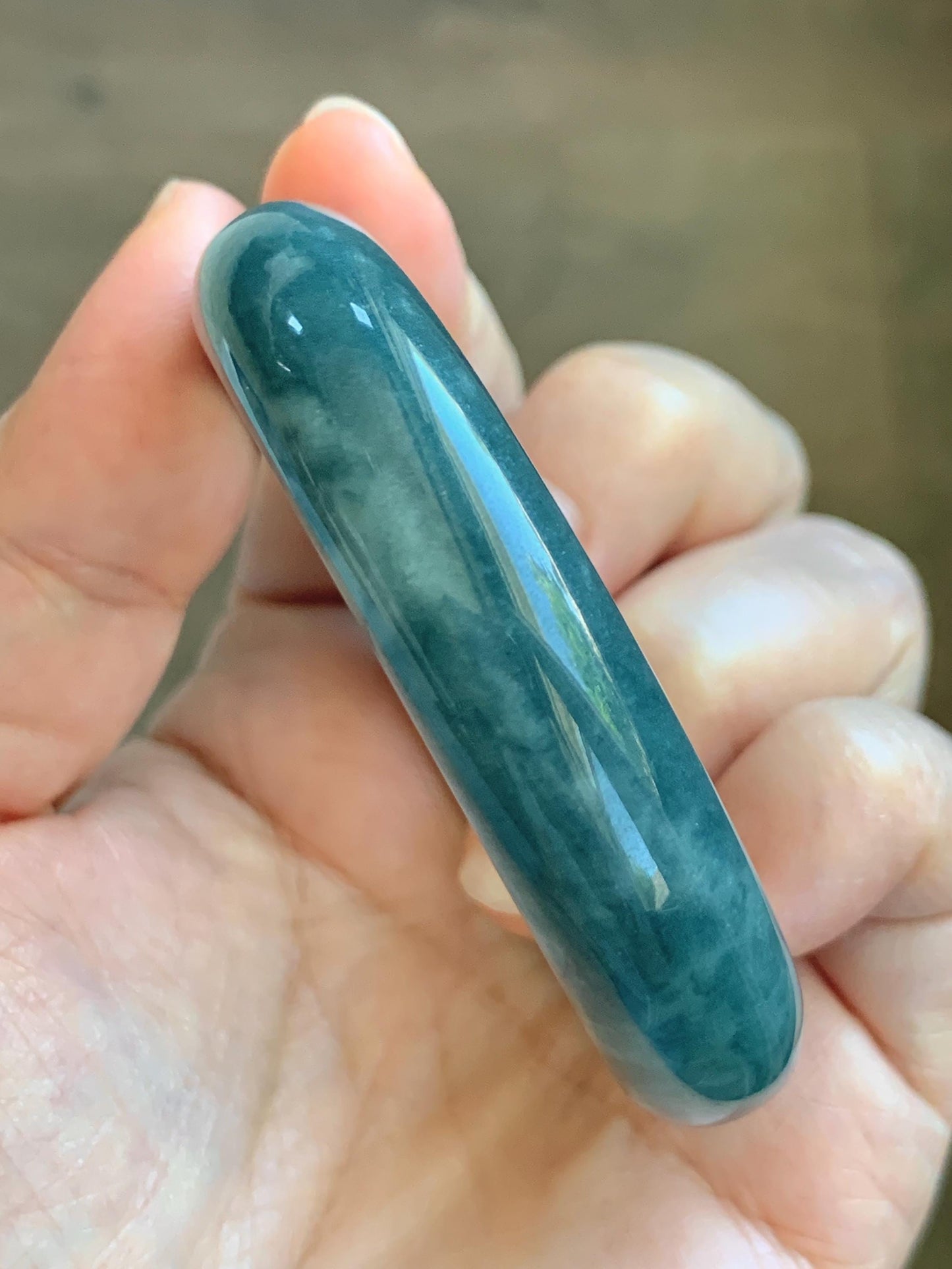 Certified Natural Grade A Guatemalan Icy Translucent Vibrant Aegean Blue Jade Jadeite Wide Bangle 53mm 6.55” 45g 天然冰危牛仔蓝翡翠正圈宽版手镯 1225