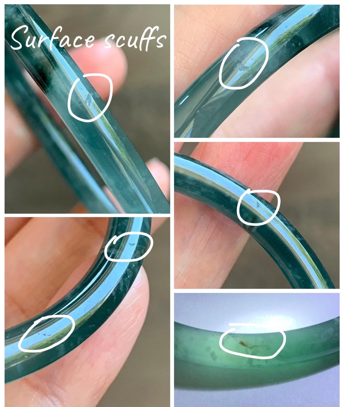 Certified Natural Grade A Guatemalan Icy Translucent Dark Teal Green Jade Jadeite Slim Bangle 61.25mm 7.57” 17.9g 天然冰胶危深蓝绿翡翠细圆条手镯 1188 AS IS