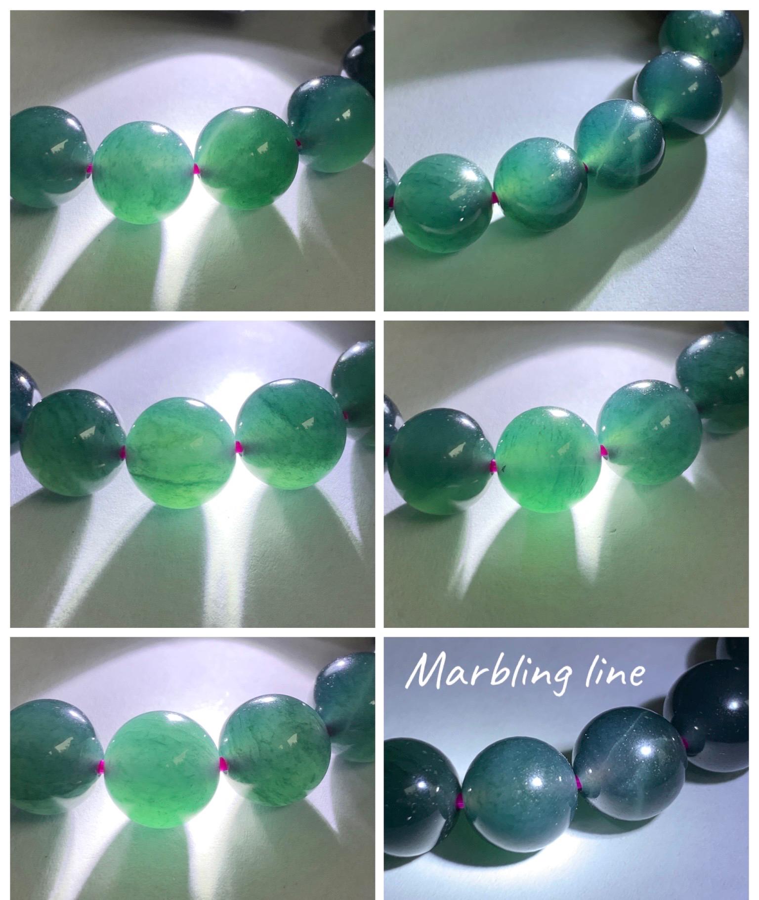 Natural Guatemalan Grade A Icy Translucent Dark Teal Blue Jade Jadeite Beaded Bracelet Stretchy 9.8mm 7” 31g 天然冰危深蓝绿翡翠圆珠手串 WSF275