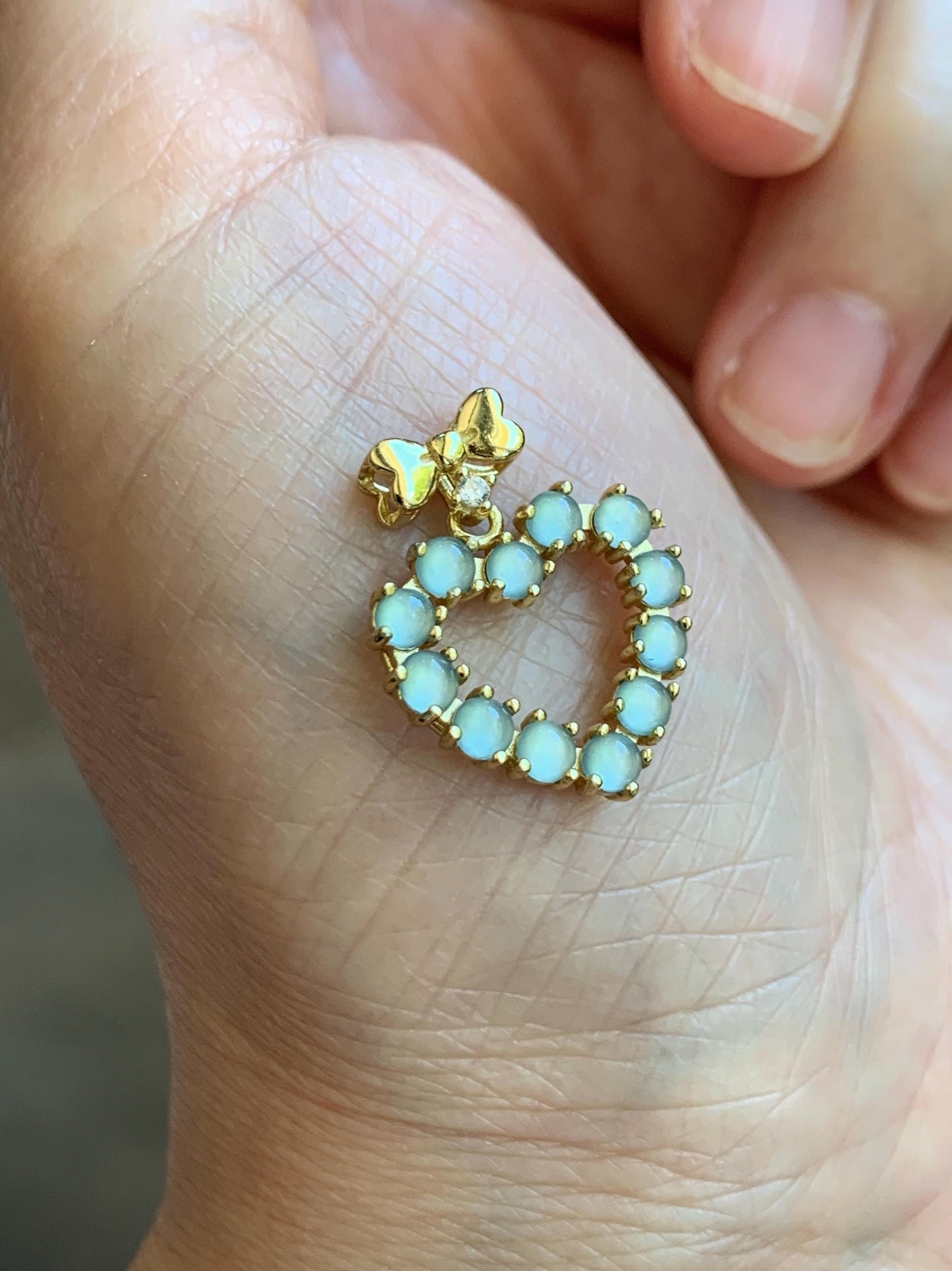 Natural Grade A Guatemalan Icy Highly Translucent Pastel Teal Blue Jade Jadeite Heart Pendant Sterling Silver 天然冰危淡蓝翡翠爱心吊坠 WBH88
