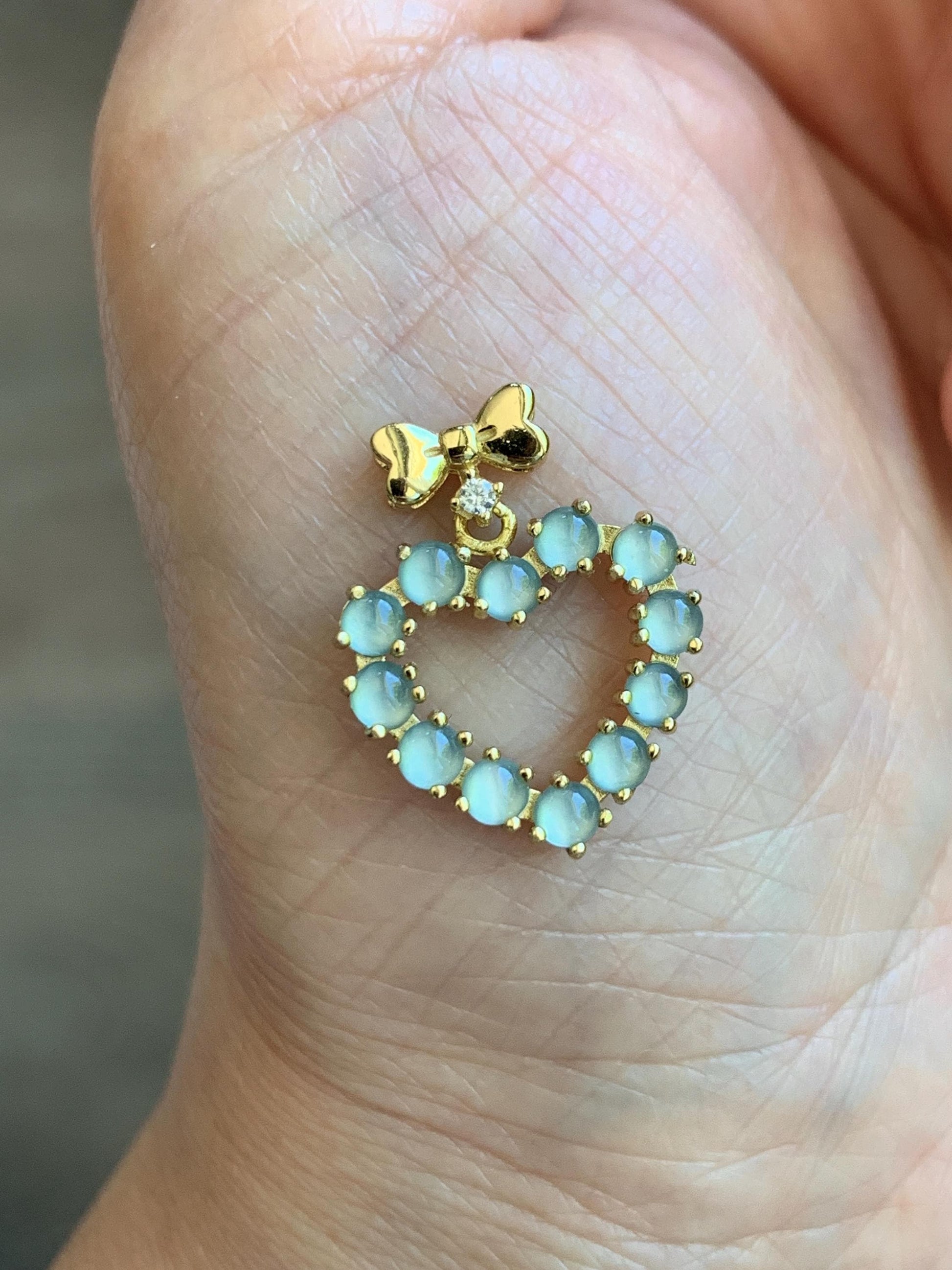 Natural Grade A Guatemalan Icy Highly Translucent Pastel Teal Blue Jade Jadeite Heart Pendant Sterling Silver 天然冰危淡蓝翡翠爱心吊坠 WBH88