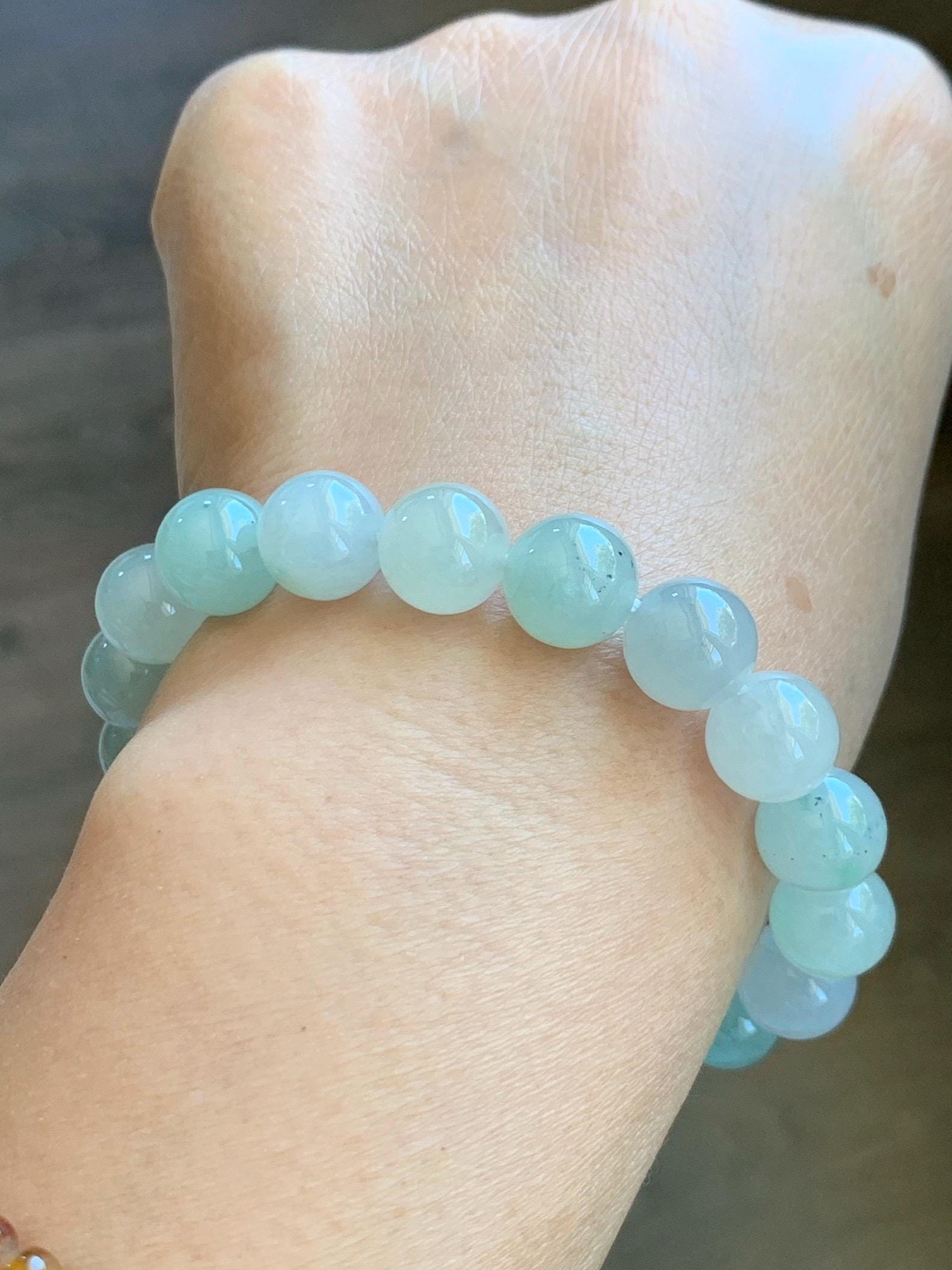 Certified Natural Grade A Icy Translucent Pastel Multicolored Jade Jadeite Beads Beaded Bracelet Stretchy 10mm 7” 32.7g 天然冰胶浅多宝翡翠大卡手串 1166
