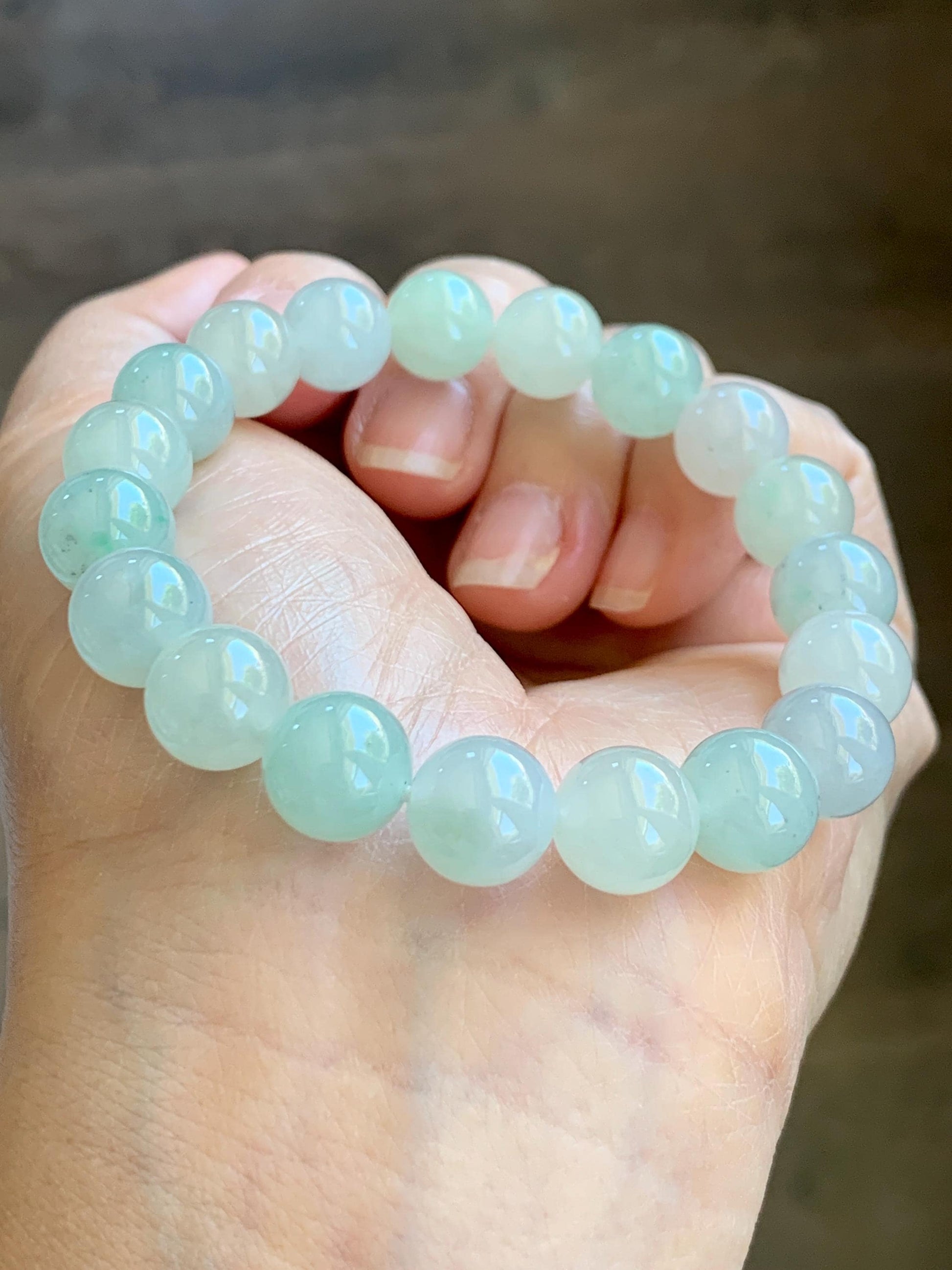 Certified Natural Grade A Icy Translucent Pastel Multicolored Jade Jadeite Beads Beaded Bracelet Stretchy 10mm 7” 32.7g 天然冰胶浅多宝翡翠大卡手串 1166