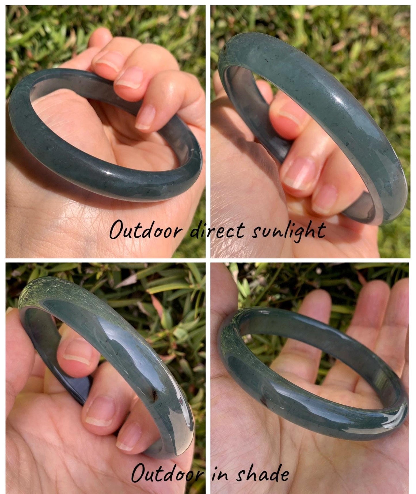 Certified Natural Grade A Guatemalan Icy Translucent Dark Teal Blue Wuji Jade Jadeite Wide Bangle 57.9mm 7.15” 36.9g 天然冰危深蓝绿翡翠正圈手镯1213 AS IS