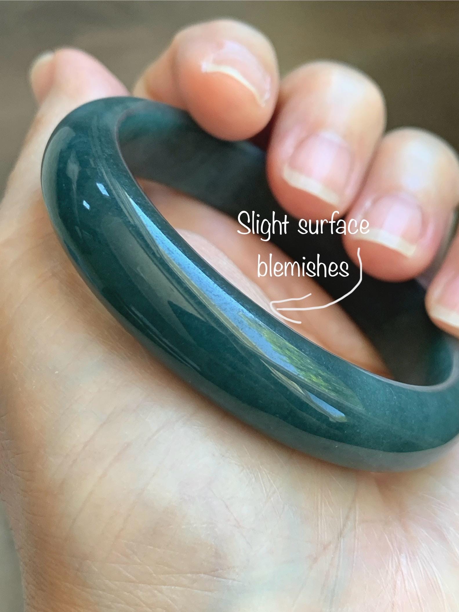 Certified Natural Grade A Guatemalan Icy Translucent Dark Teal Blue Jade Jadeite Wide Bangle 53.62mm 6.63” 43g 天然冰危蓝绿翡翠正圈宽版手镯 1224