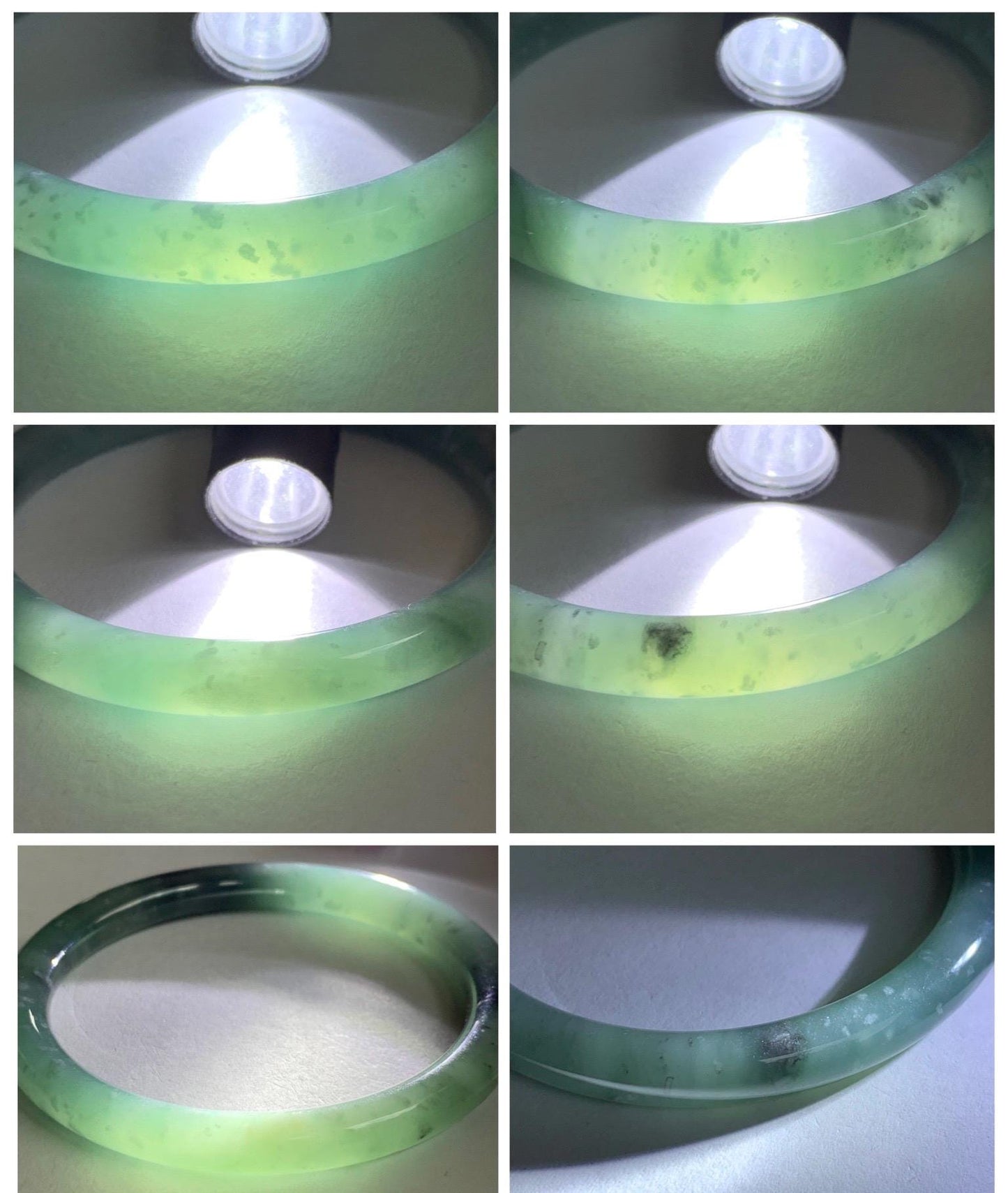 Certified Natural Grade A Guatemalan Icy Translucent Dusty Teal Green Wuji Jade Jadeite Bangle 58.5mm 7.23” 31g 天然冰胶危蓝绿乌鸡翡翠圆条手镯 1181