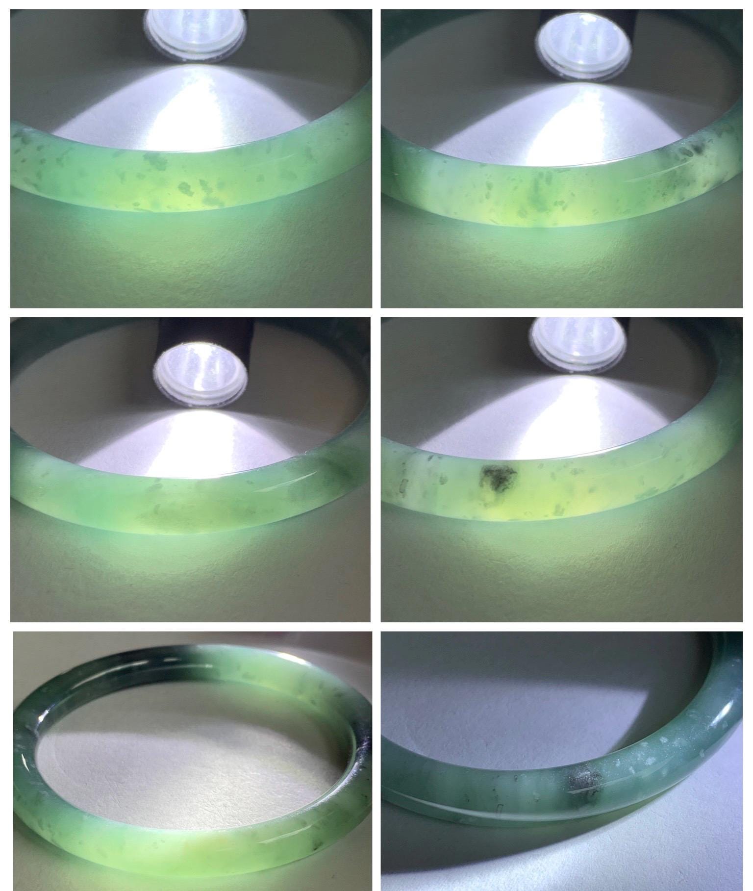 Certified Natural Grade A Guatemalan Icy Translucent Dusty Teal Green Wuji Jade Jadeite Bangle 58.5mm 7.23” 31g 天然冰胶危蓝绿乌鸡翡翠圆条手镯 1181