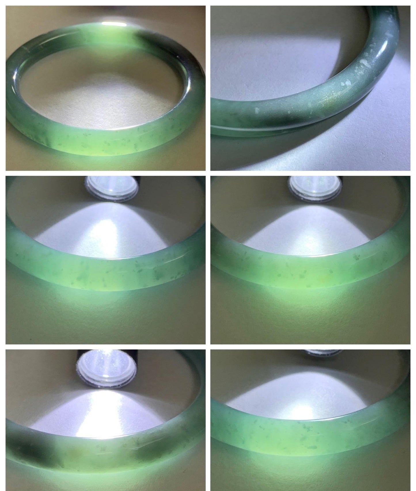 Certified Natural Grade A Guatemalan Icy Translucent Dusty Teal Green Wuji Jade Jadeite Bangle 55.5 6.86” 31g 天然冰危暗蓝绿乌鸡翡翠圆条手镯 1183