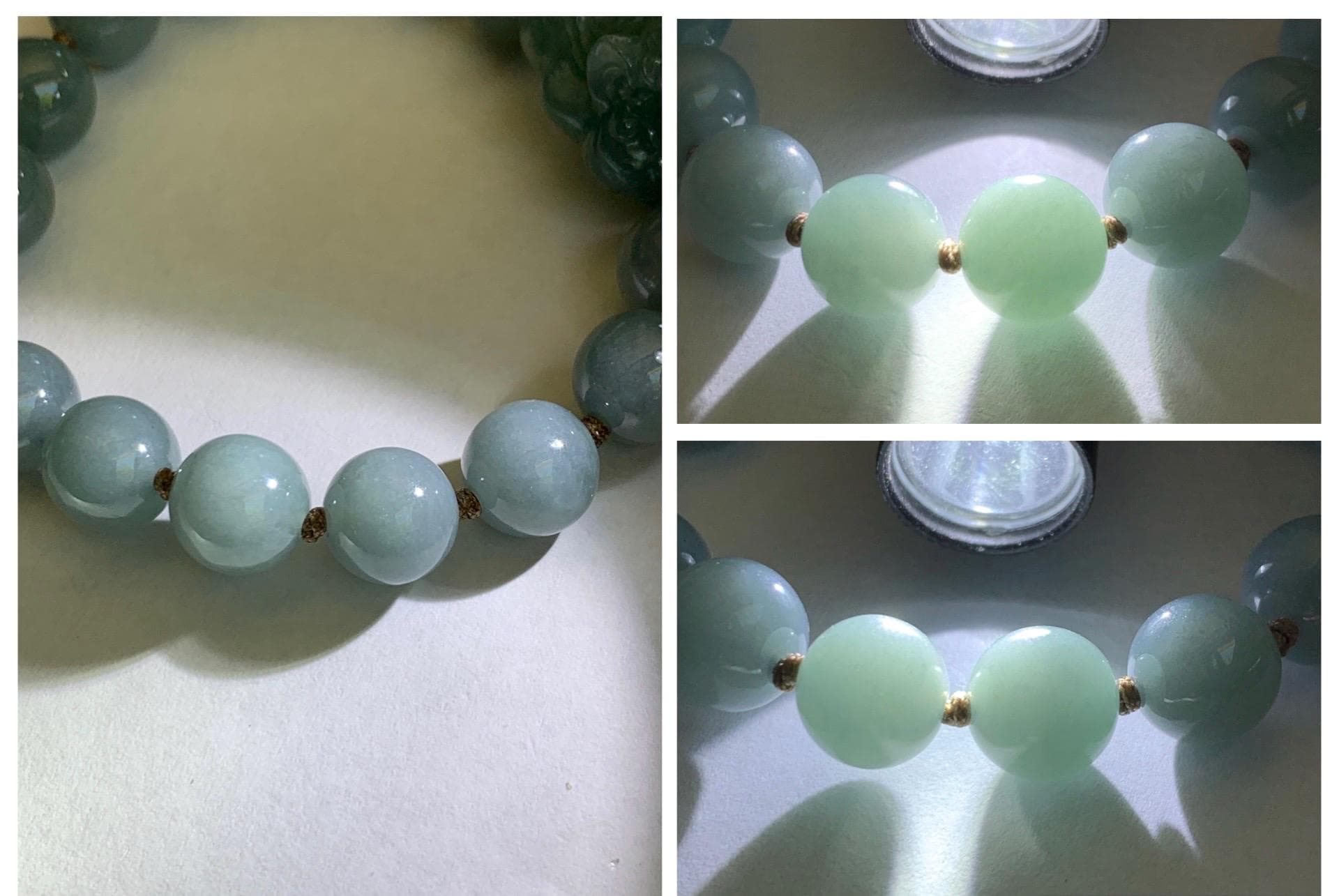 Natural Grade A Guatemalan Icy Translucent Dusty Blue Jade Jadeite Dancing Lion Beaded Bracelet 9.6mm 6.5” 30g 天然冰胶危蓝翡翠精工摆烂小醒狮圆珠手串 WXS365