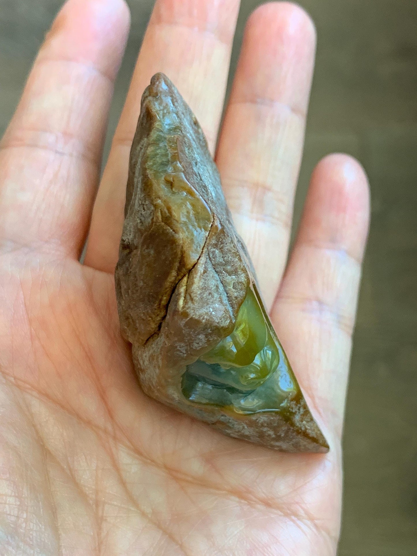 Grade A Natural Guatemalan Yellow Jade Jadeite with Brown Rind Dragon Carved Rock Tea Pet Pal Home Decor Book End 73g 天然冰危翡翠皮壳料龙头雕茶宠 WSS125