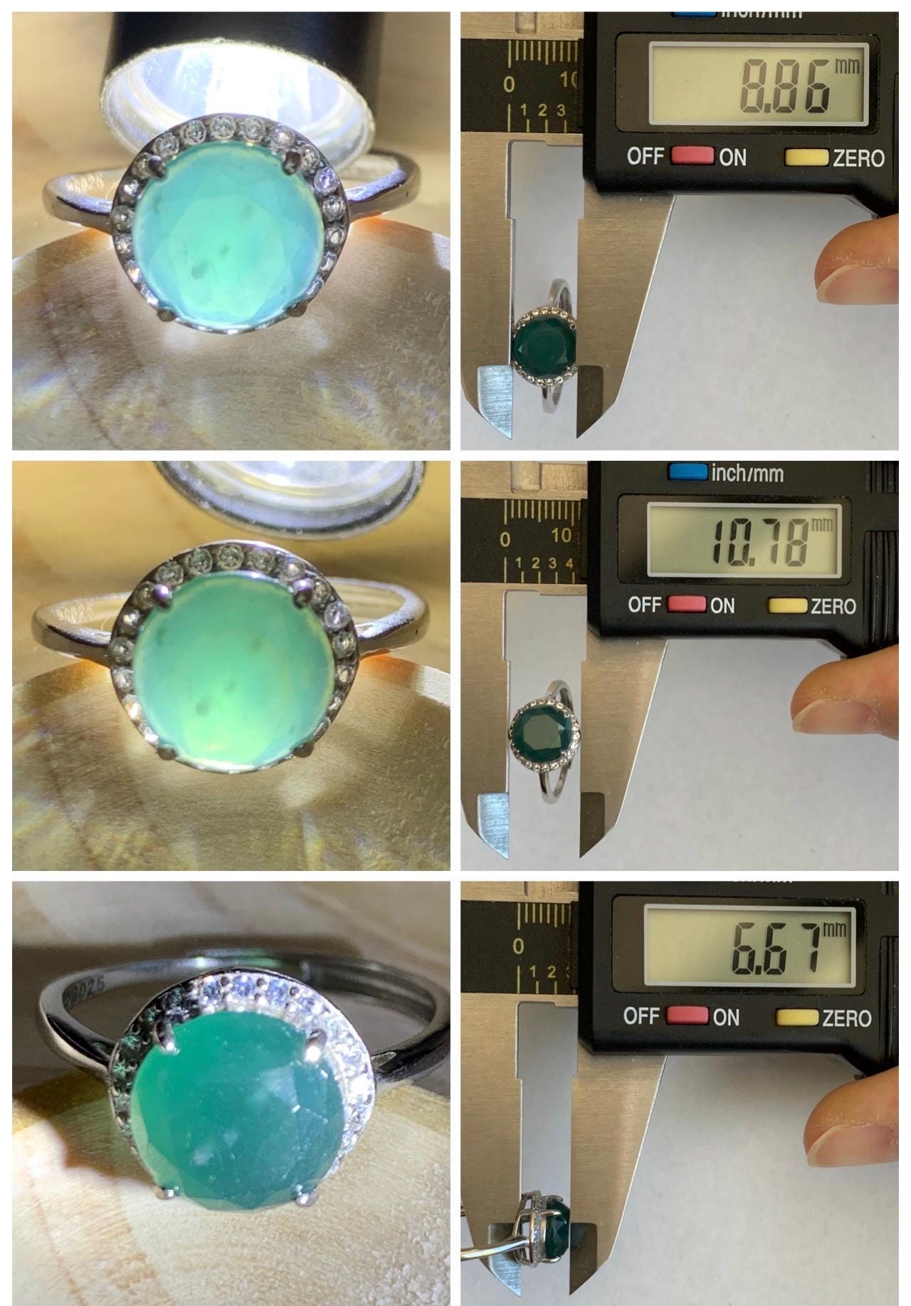 Natural Guatemalan Garde A Icy Dark Teal Blue Diamond Faceted Jade Jadeite Ring Sterling Silver Size Adjustable 天然冰危深蓝钻石切割面翡翠戒指 WSHQ68