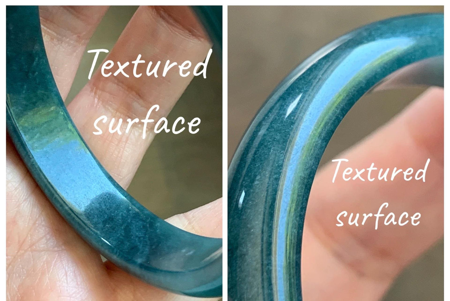 Certified Natural Grade A Guatemalan Icy Translucent Dark Teal Blue Jade Jadeite Wide Bangle 54mm 6.67” 40g 天然冰危蓝绿翡翠正圈宽版手镯 1226
