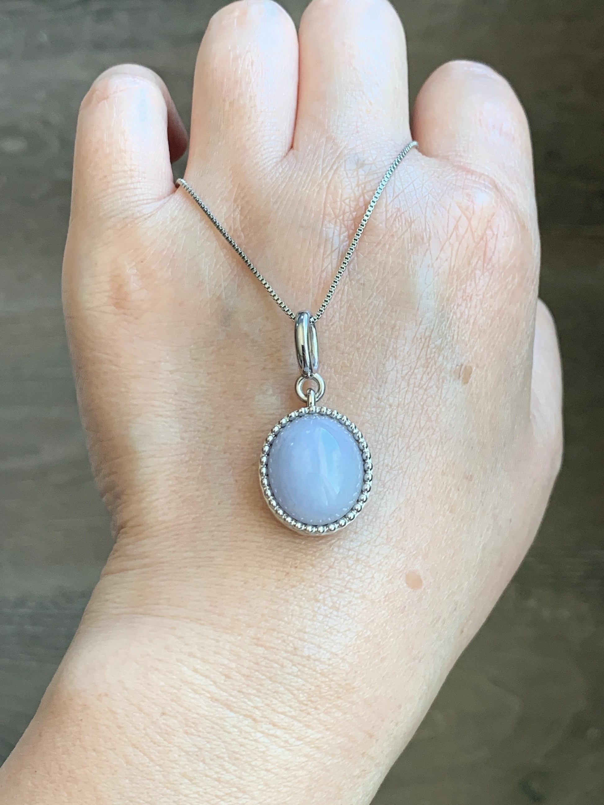 Certified Grade A Natural Icy Translucent Pastel Purple Jade Jadeite Oval Pendant Sterling Silver Custom Design 6.72g 天然冰胶淡紫椭圆蛋面吊坠 244