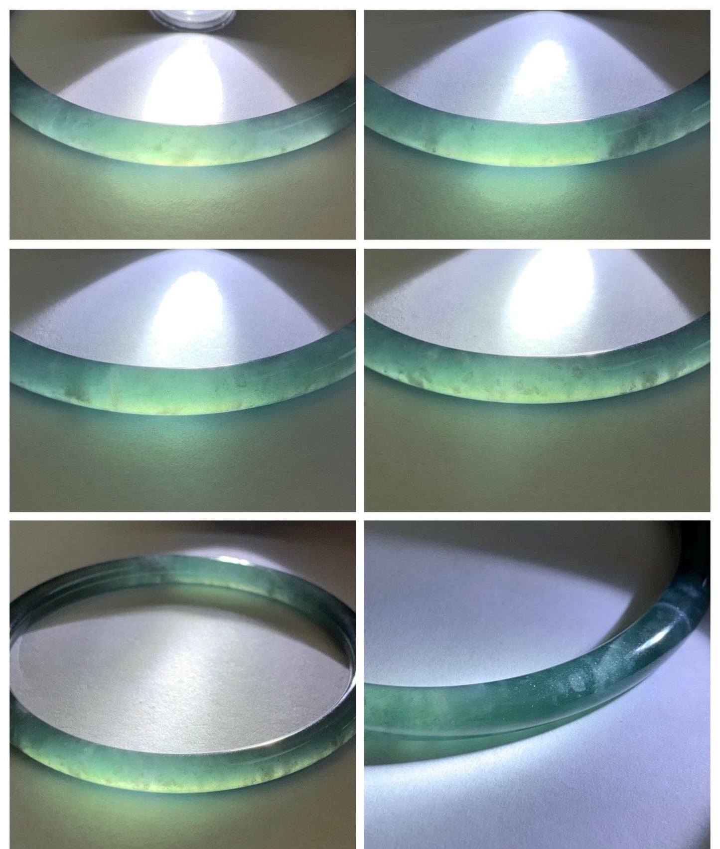 Certified Natural Grade A Guatemalan Icy Translucent Dark Teal Green Jade Jadeite Slim Bangle 60.14mm 7.43” 17.5g 天然冰胶危深蓝绿翡翠细圆条手镯 1191