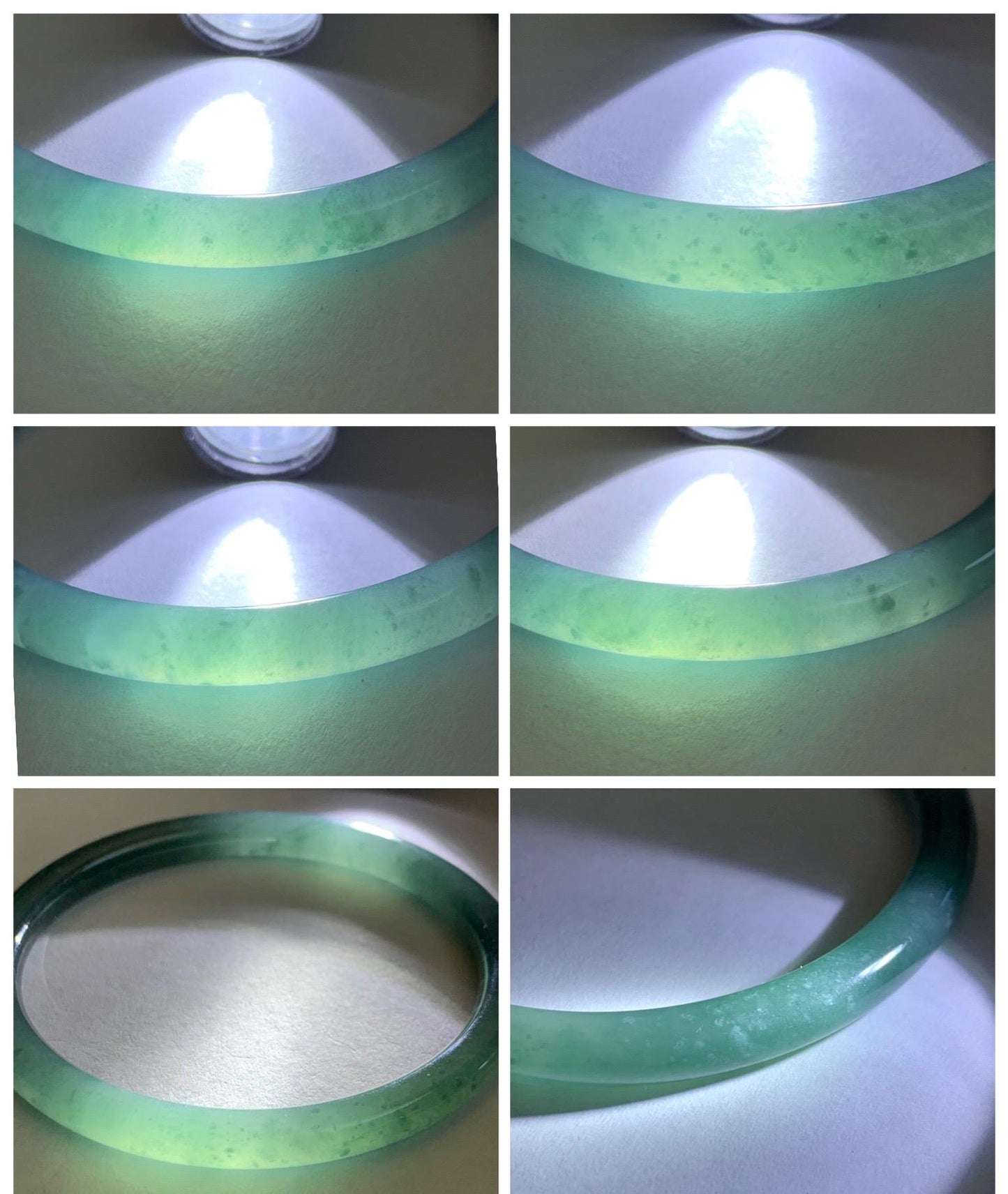 Certified Natural Grade A Guatemalan Icy Translucent Dusty Teal Blue Jade Jadeite Slim Bangle 55.94mm 6.92” 19.4g 天然冰胶危蓝绿翡翠细圆条手镯 1177