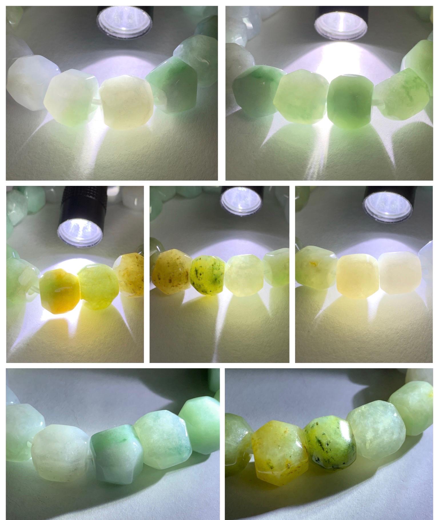Natural Grade A Icy Translucent Pastel Multicolored Jade Jadeite Large Nugget Beads Beaded Bracelet 7.25” 55g 天然冰胶糖果多宝翡翠随形珠手串 MTB308