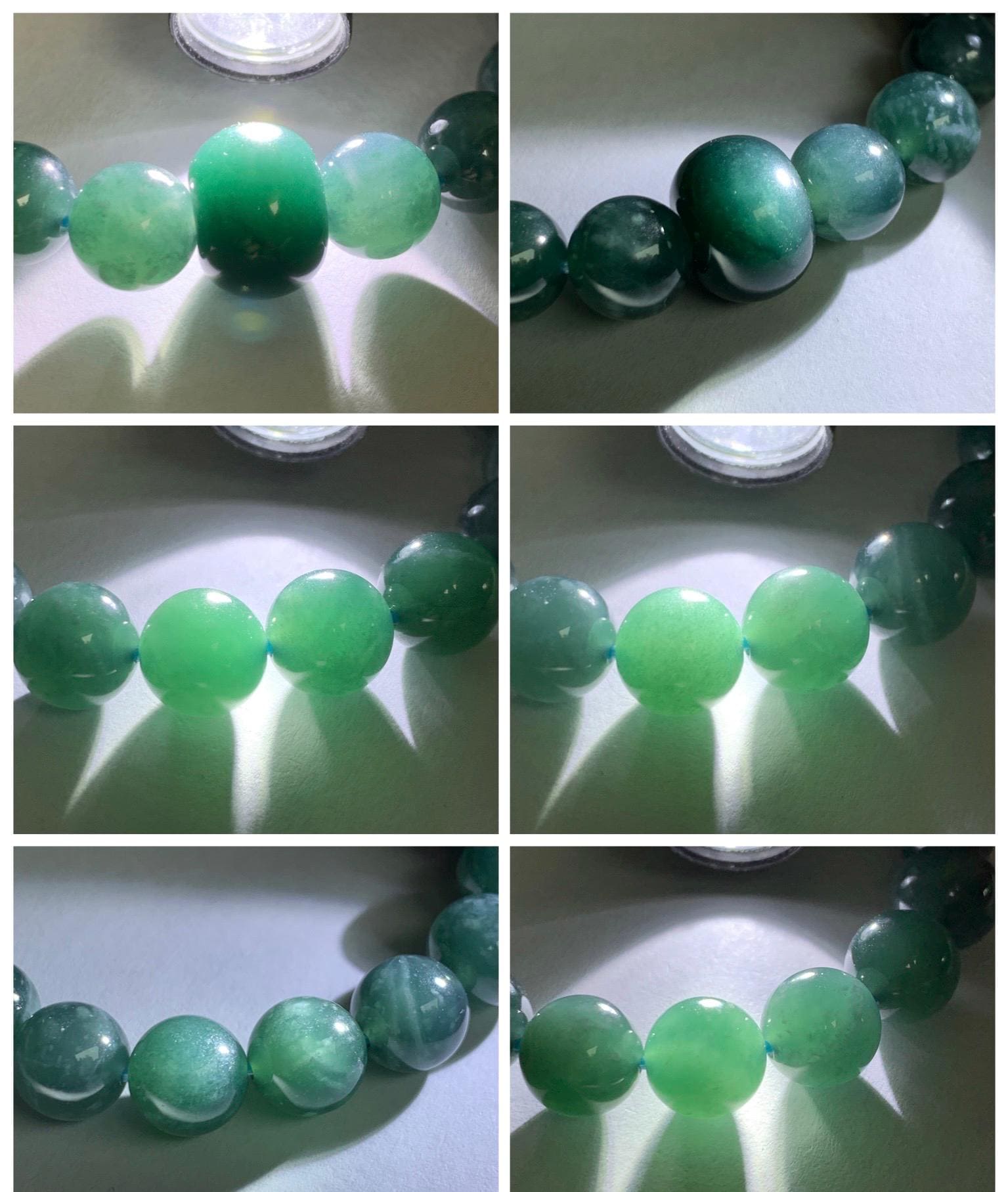 Natural Grade A Guatemalan Icy Translucent Dark Teal Blue Jade Jadeite Beaded Bracelet Stretchy 9.9mm 6.75” 34g 天然冰危深蓝绿翡翠圆珠手串 WSHB150