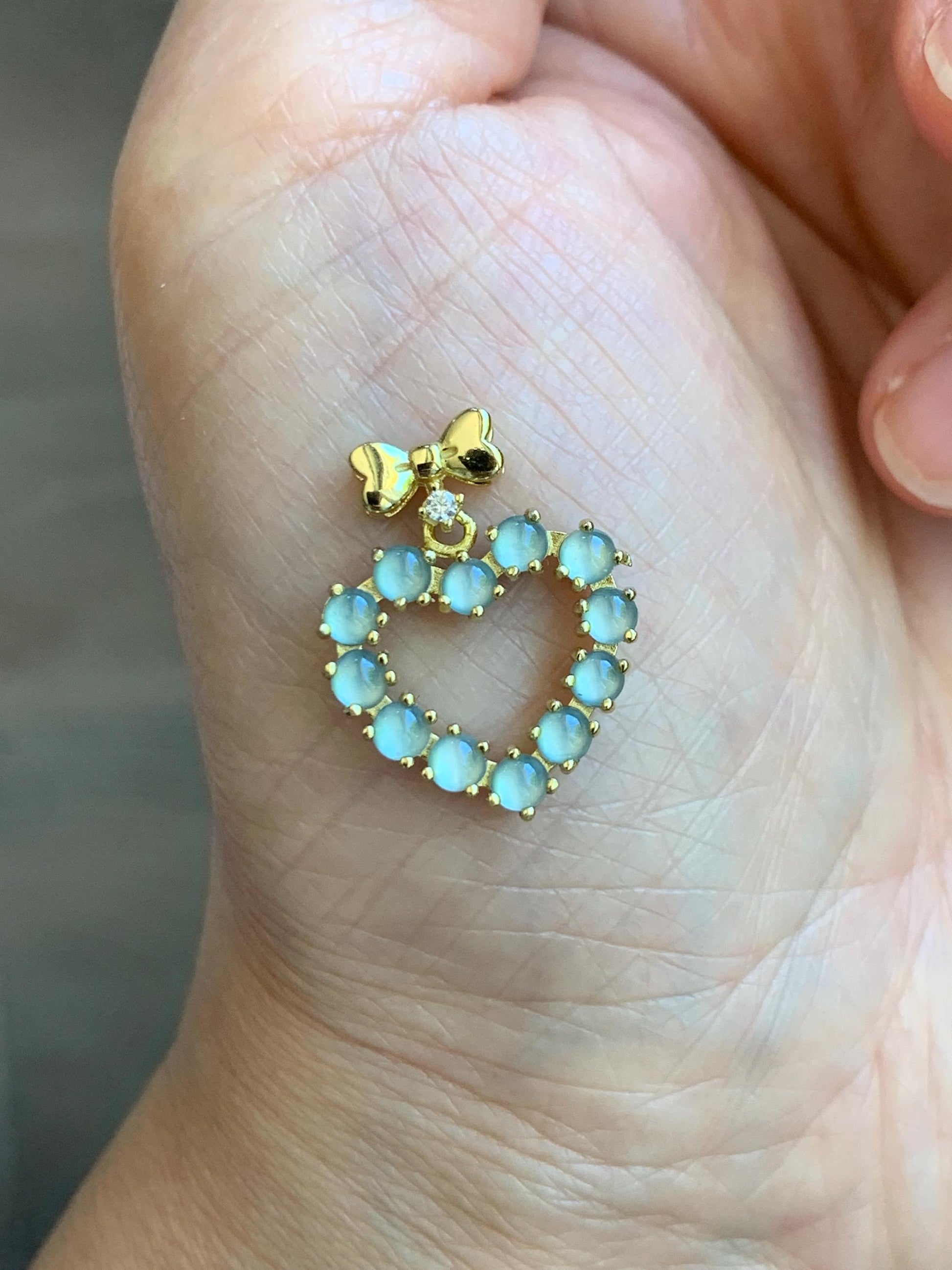 Natural Grade A Guatemalan Icy Highly Translucent Pastel Teal Blue Jade Jadeite Heart Pendant Sterling Silver 天然冰危淡蓝翡翠爱心吊坠 WBH88