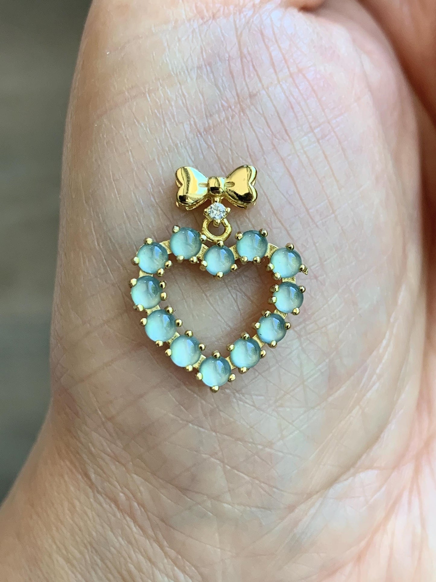 Natural Grade A Guatemalan Icy Highly Translucent Pastel Teal Blue Jade Jadeite Heart Pendant Sterling Silver 天然冰危淡蓝翡翠爱心吊坠 WBH88