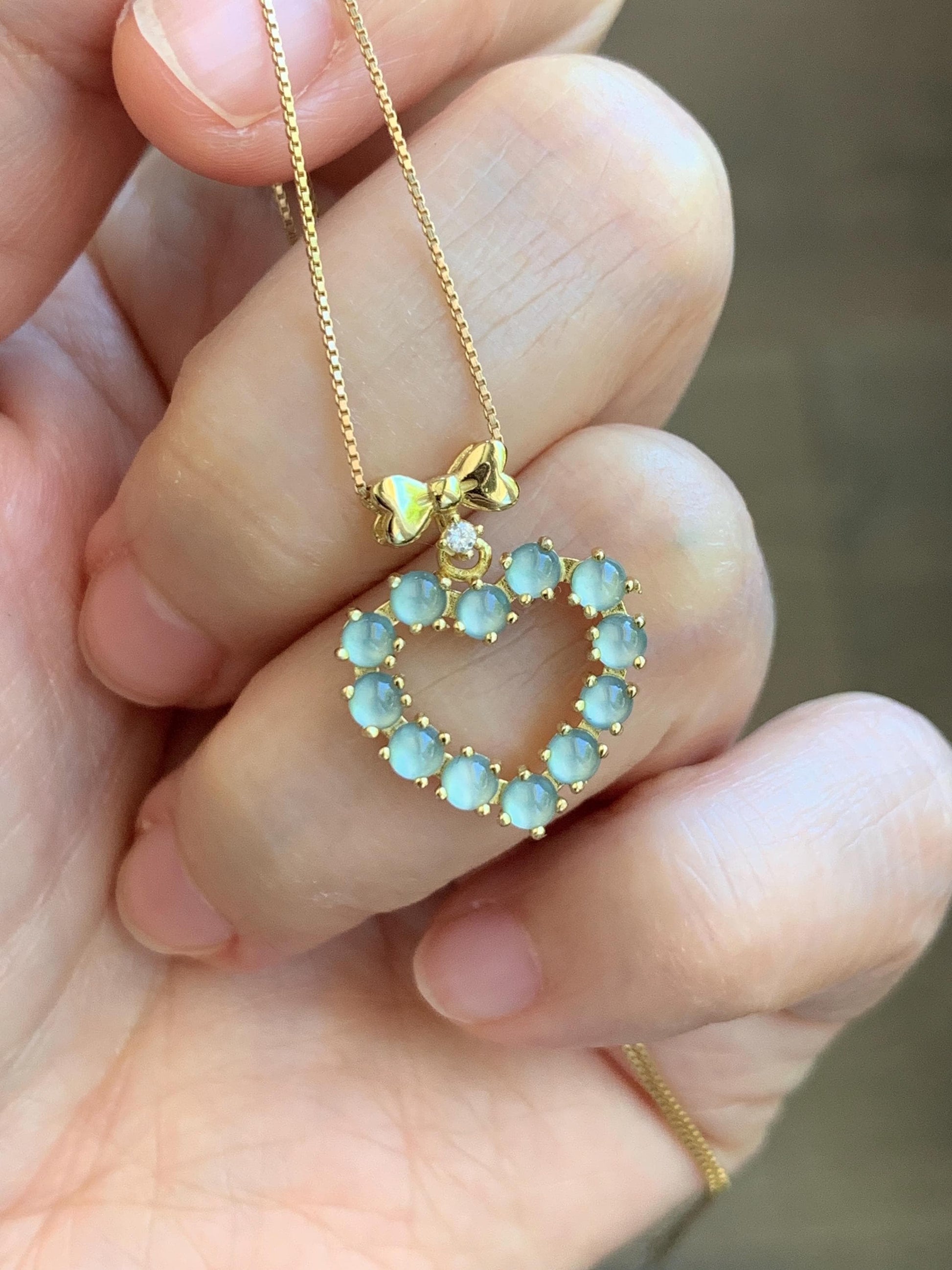 Natural Grade A Guatemalan Icy Highly Translucent Pastel Teal Blue Jade Jadeite Heart Pendant Sterling Silver 天然冰危淡蓝翡翠爱心吊坠 WBH88