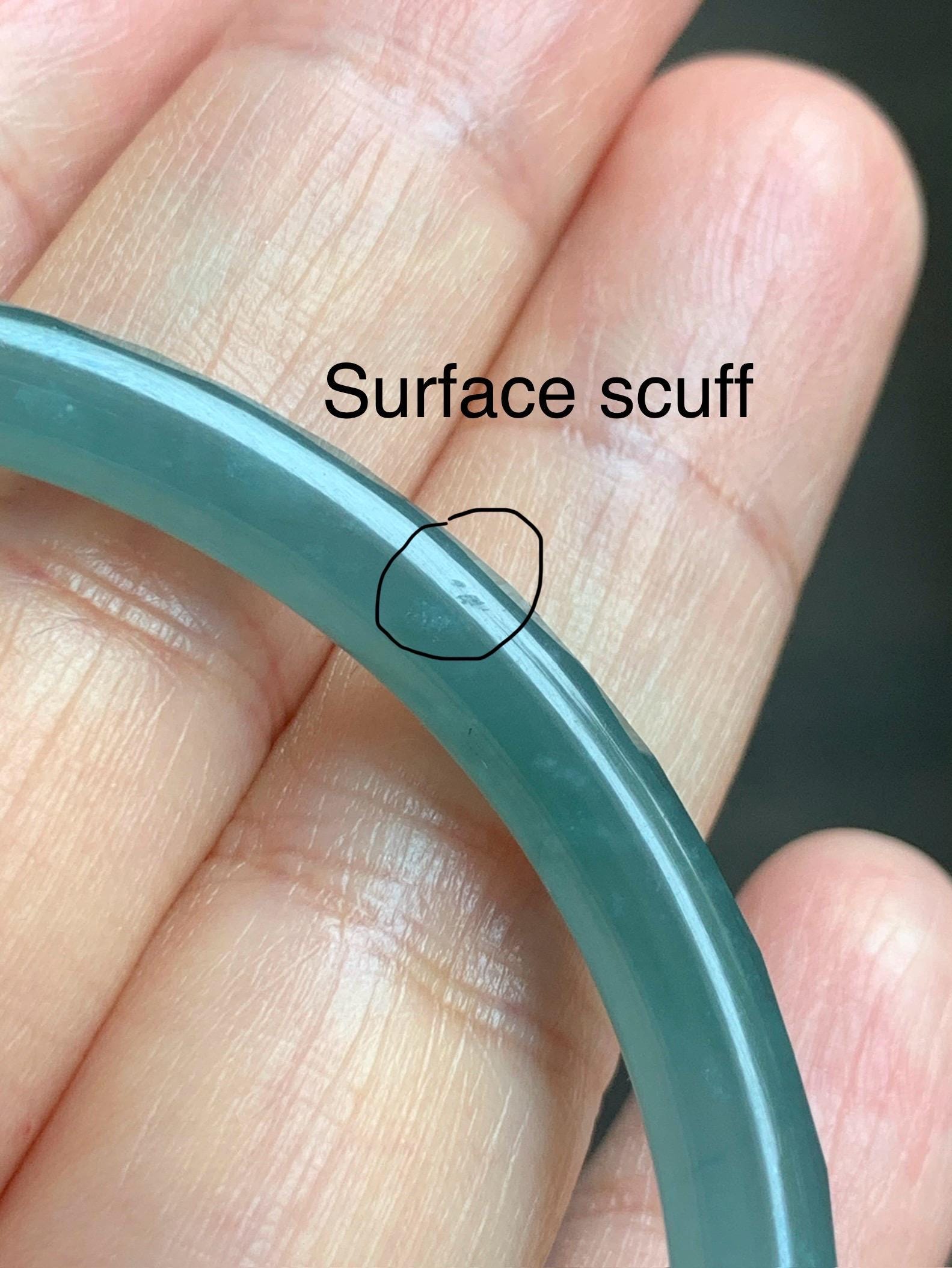 Certified Natural Grade A Guatemalan Icy Translucent Light Teal Jade Jadeite Diamond Faceted Bangle 55mm 6.8” 18g 天然冰危蓝绿翡翠细圆条切割面手镯 187