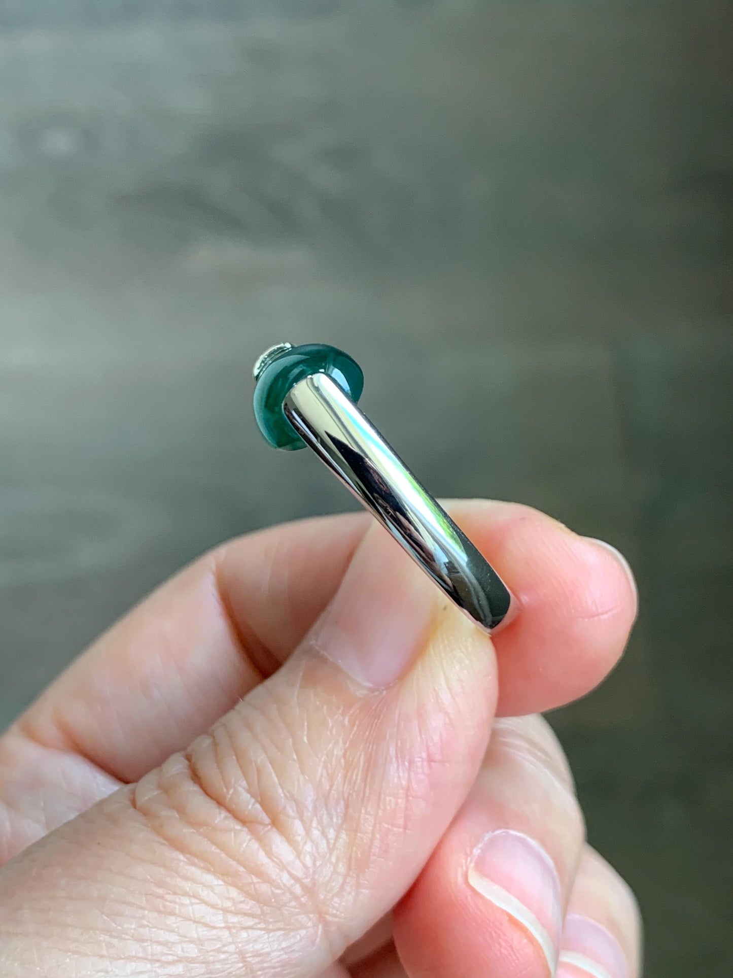Natural Grade A Guatemalan Icy Translucent Teal Green Oval Cabochon Jade Jadeite Ring Sterling Silver Size 7.5 US 6g 天然冰危蓝绿翡翠银镶戒指 WHS512C