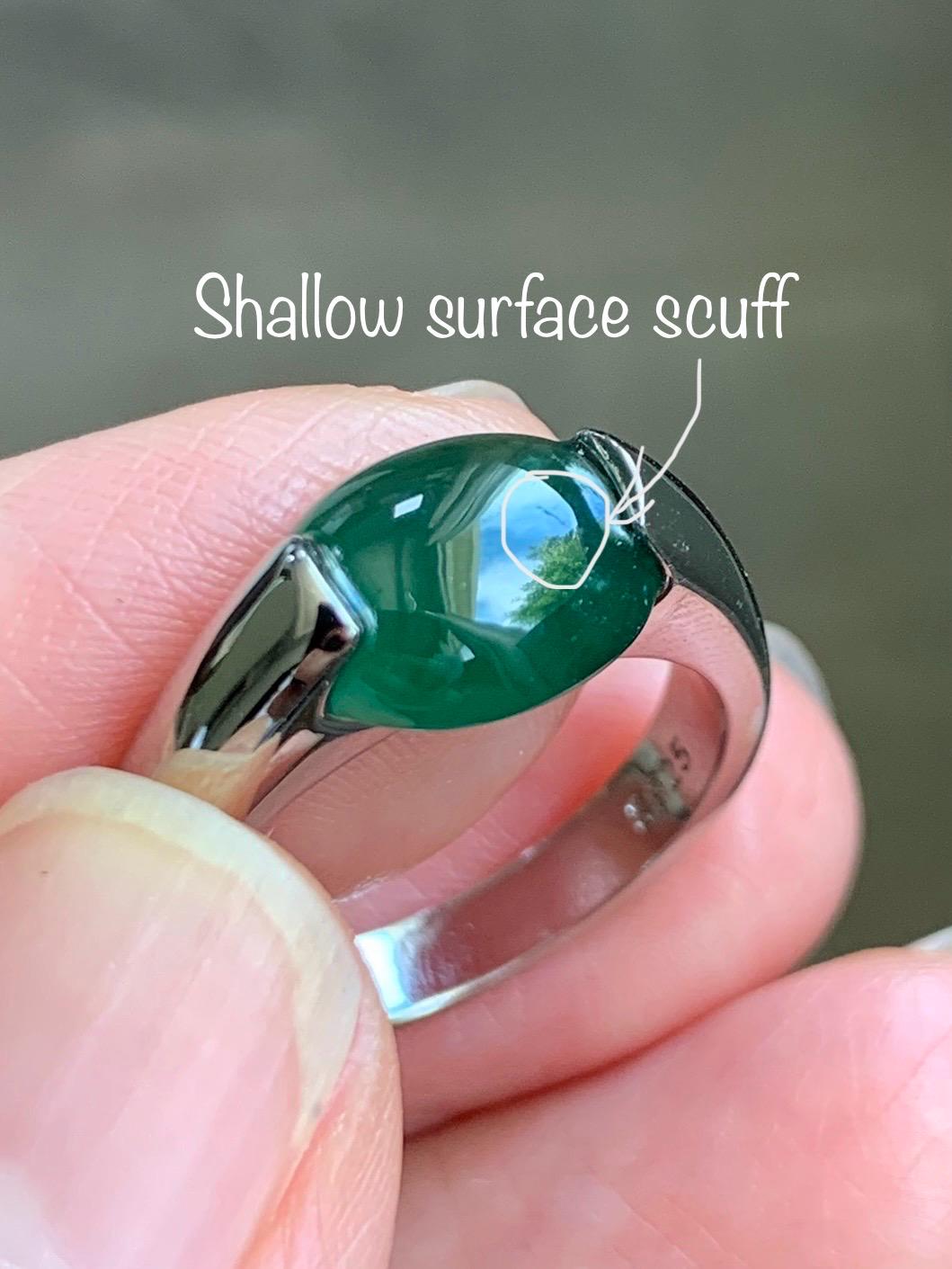 Natural Grade A Guatemalan Icy Translucent Teal Green Oval Cabochon Jade Jadeite Ring Sterling Silver Size 7.5 US 6g 天然冰危蓝绿翡翠银镶戒指 WHS512C