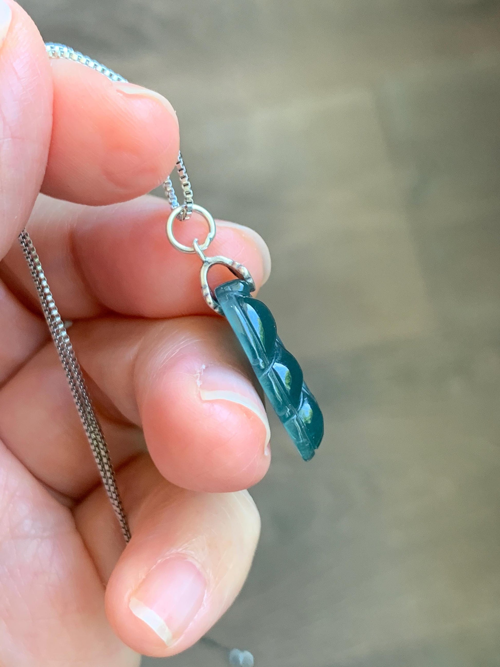 Natural Grade A Guatemalan Icy Translucent Dark Teal Blue Jade Jadeite Carved Leaf Small Pendant Sterling Silver 天然冰胶危深蓝翡翠大叶有成银镶吊坠 WLD55B