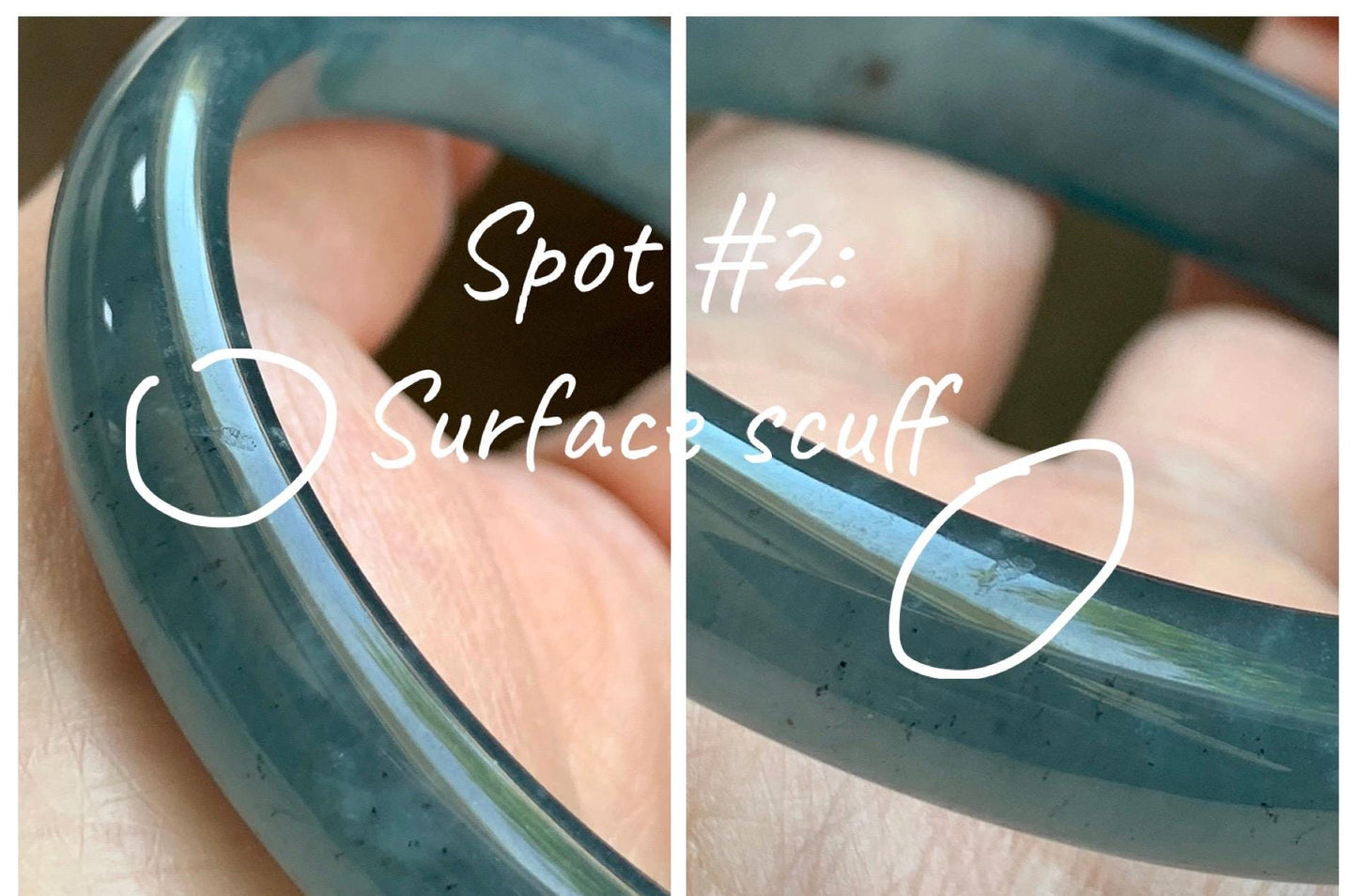 Certified Natural Grade A Guatemalan Icy Translucent Dark Teal Blue Wuji Jade Jadeite Wide Bangle 57.9mm 7.15” 36.9g 天然冰危深蓝绿翡翠正圈手镯1213 AS IS