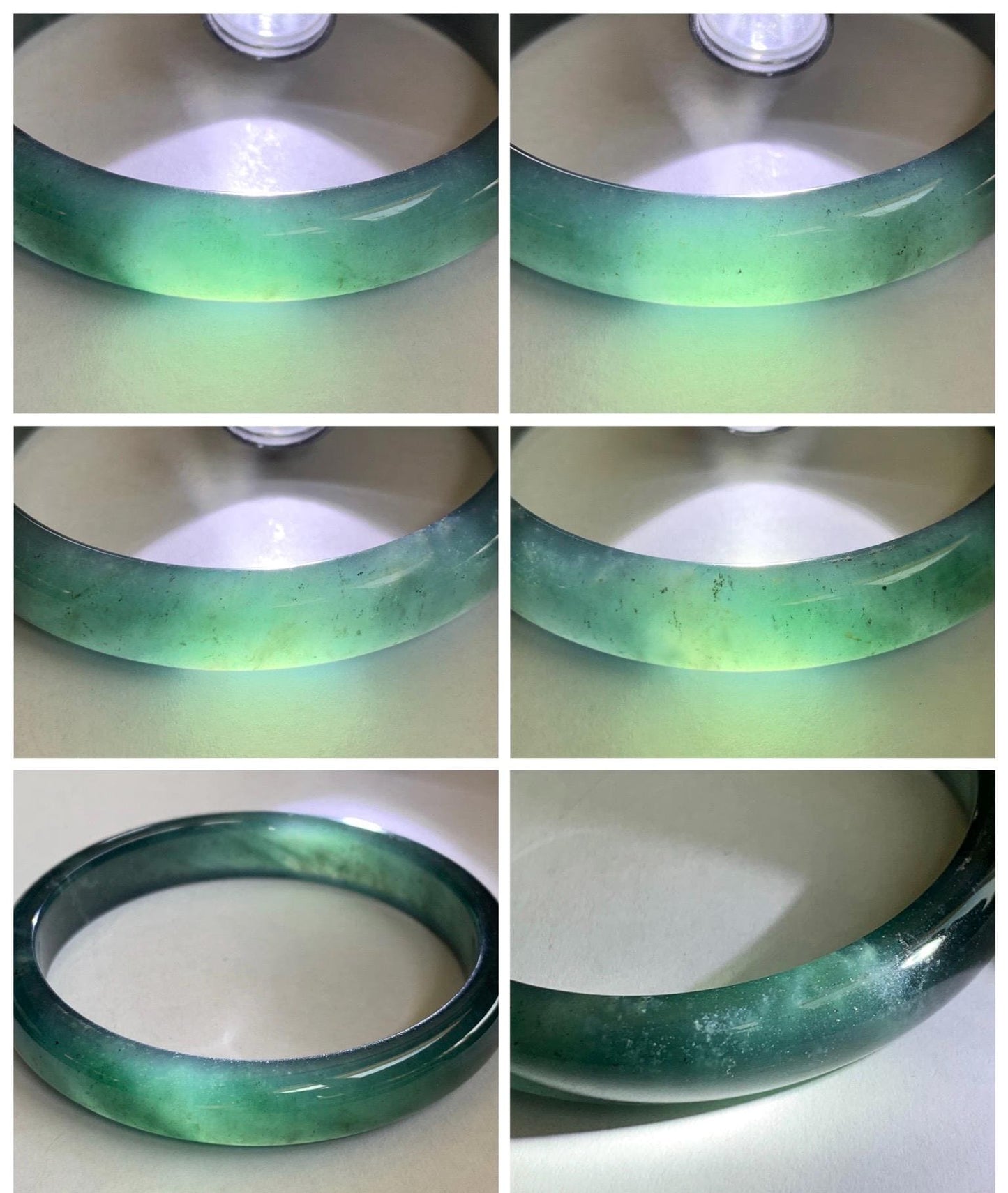 Certified Natural Grade A Guatemalan Icy Translucent Dark Teal Blue Wuji Jade Jadeite Wide Bangle 58.6mm 7.24” 40.7g 天然冰危深蓝绿翡翠正圈手镯1215 AS IS
