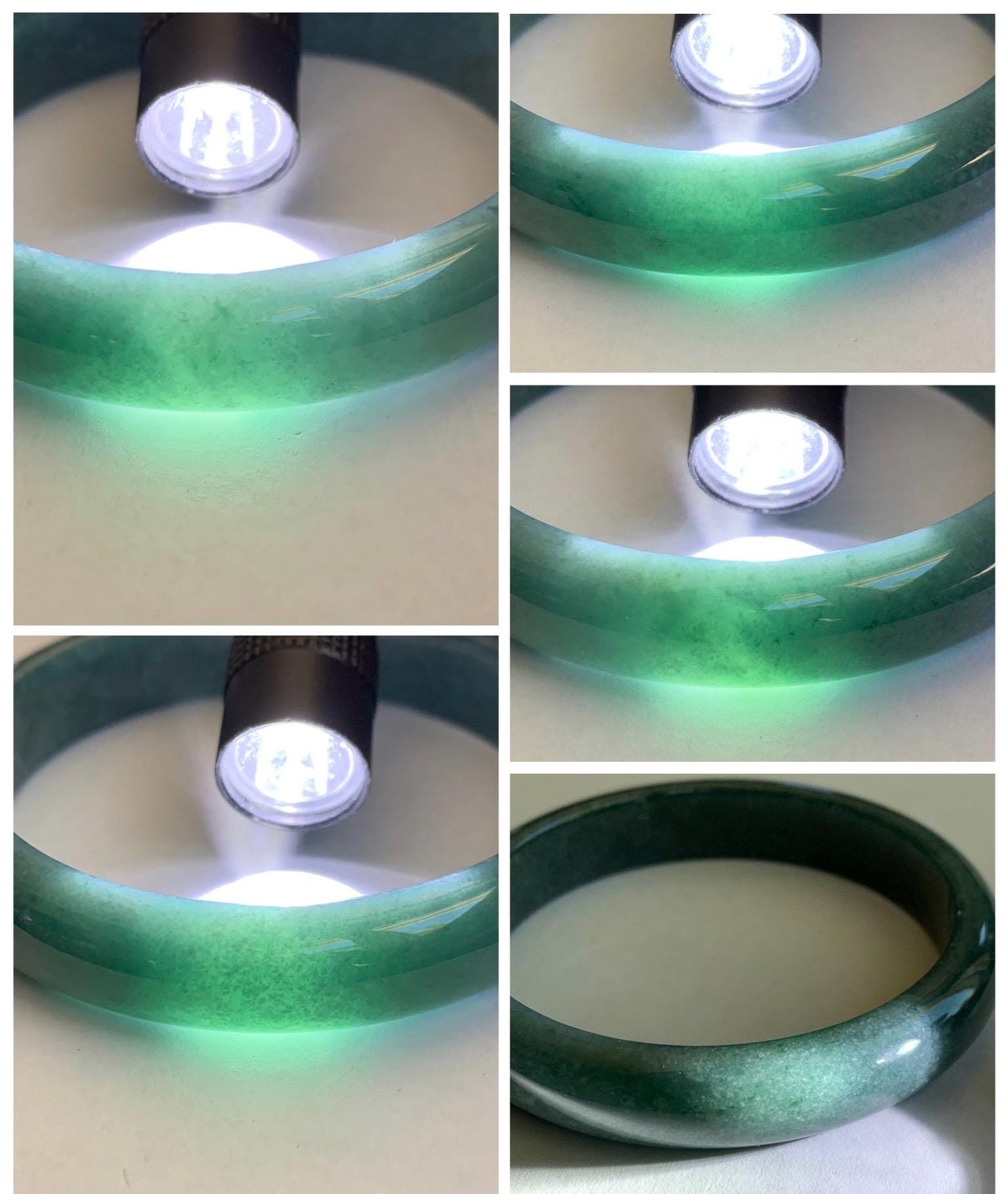 Certified Natural Grade A Guatemalan Icy Translucent Dark Teal Blue Jade Jadeite Wide Bangle 58mm 7.17” 45.6g 天然冰危蓝绿翡翠正圈宽版手镯 1234