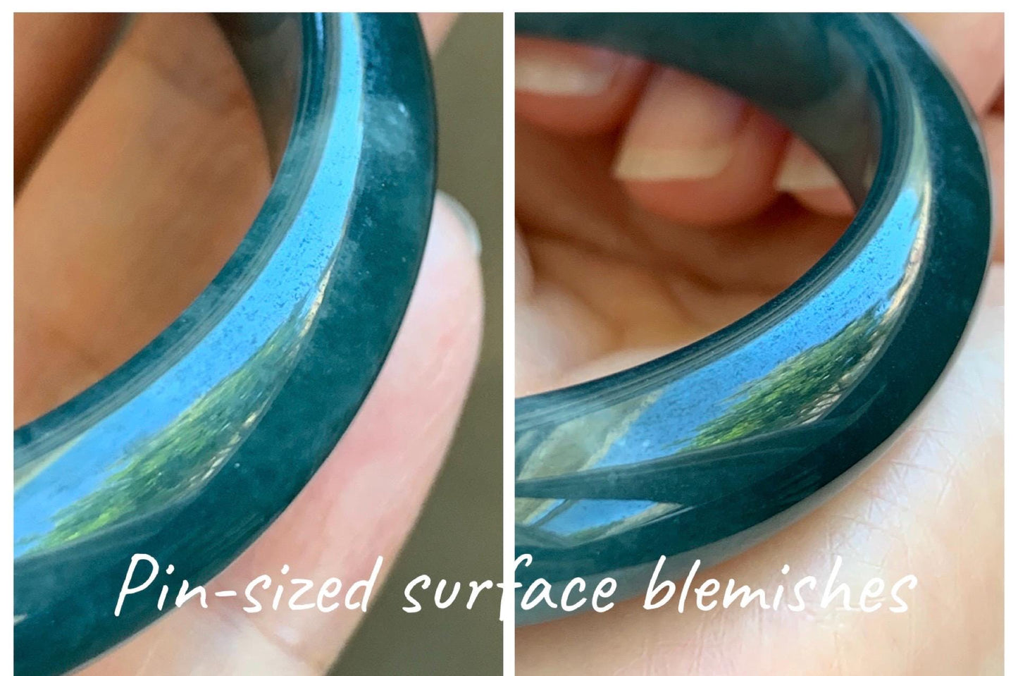 Certified Natural Grade A Guatemalan Icy Translucent Dark Teal Blue Jade Jadeite Wide Bangle 54mm 6.67” 42g 天然冰危蓝绿翡翠正圈宽版手镯 1229