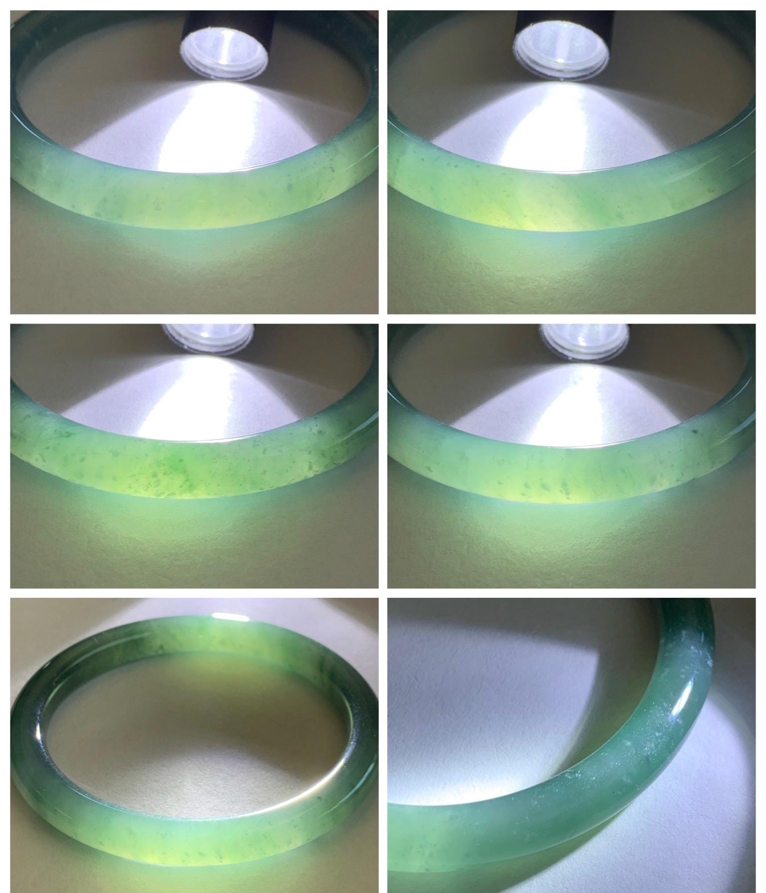 Certified Natural Grade A Guatemalan Icy Translucent Teal Blue Jade Jadeite Bangle Bracelet 56.8mm 7” 32g 天然冰危蓝绿圆条翡翠手镯 212