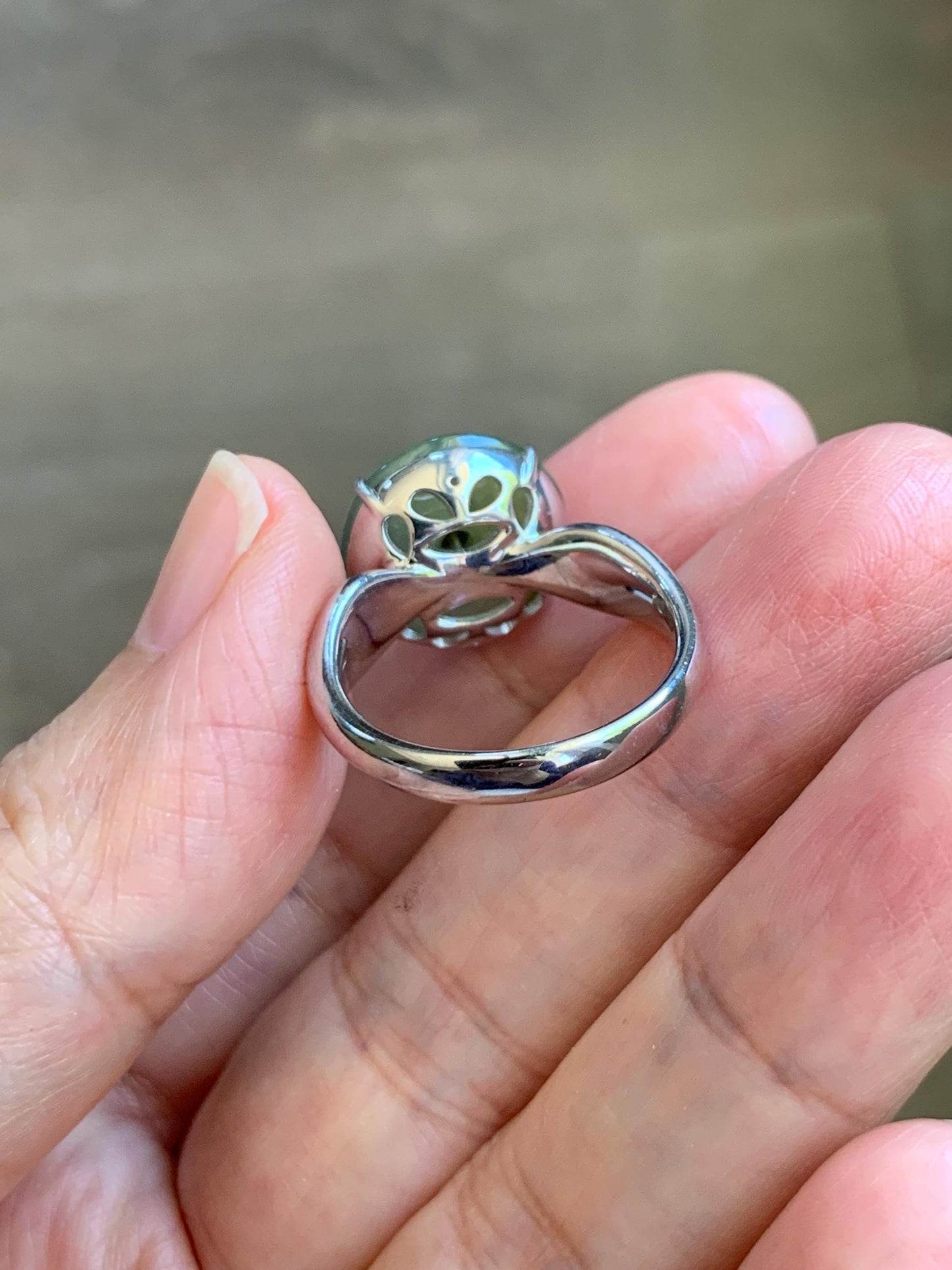 Certified Natural Grade A Guatemalan Icy Light Yellow Jade Jadeite Donut Ping An Kou Ring Sterling Silver Size 7.25 US 天然冰危浅黄蓝翡翠平安扣银镶戒指 235