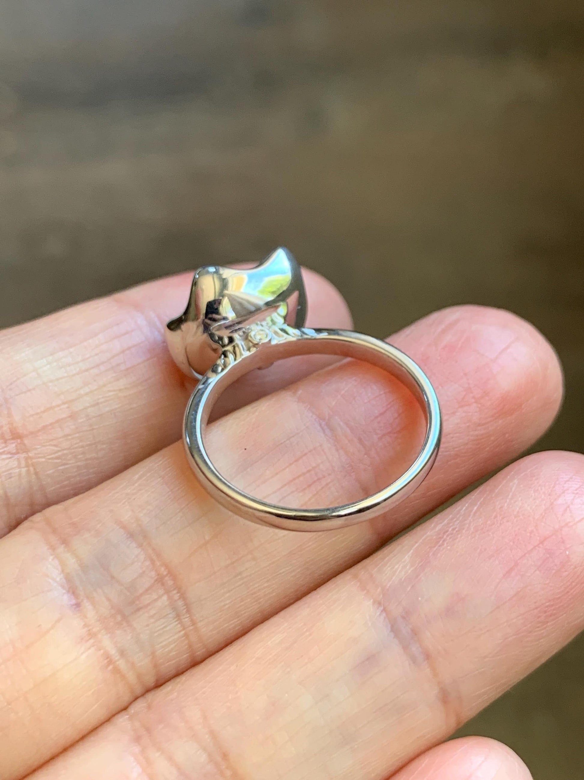 Certified Natural Grade A Icy Translucent Reddish Brown Faceted Jade Jadeite Solitaire Ring Sterling Silver Size 7.25 US 天然冰红翡翠银镶戒指 231