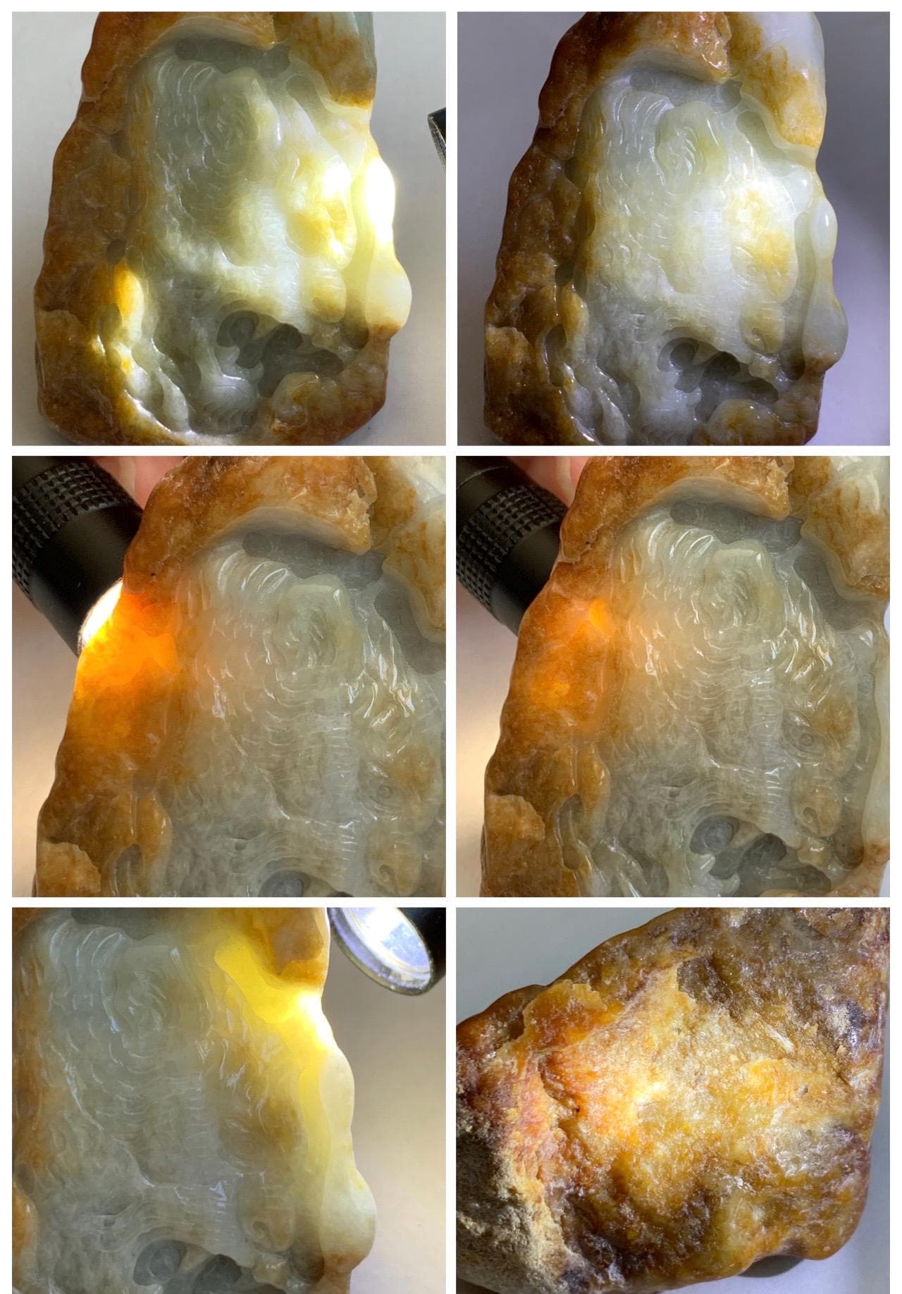 Grade A Natural White Jade Jadeite with Brown Rind Tiger Carved Rock Tea Pet Pal Home Decor Book End 116g 天然翡翠皮壳料老虎雕茶宠 MSS125