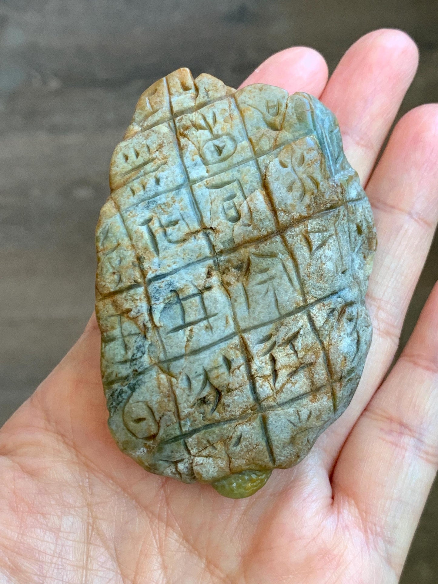 Grade A Natural Guatemalan Dusty Blue Yellow Jade Jadeite with Rind Dragon Carved Rock w/ Wood Stand Home Decor 84g 天然危黄蓝翡翠皮壳料龙头雕小摆 WPKLL