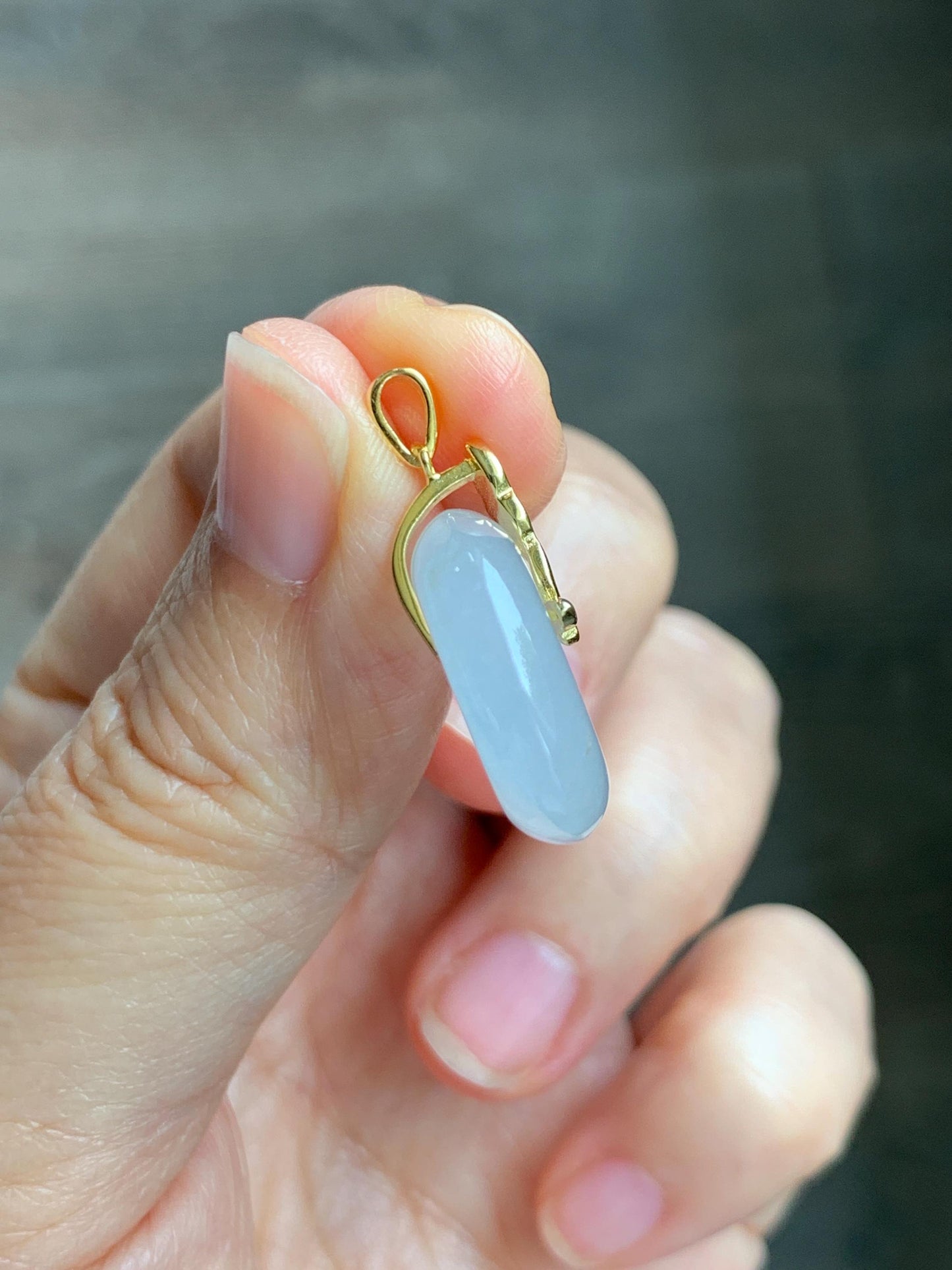Grade A Natural Icy Highly Translucent White Beige Marbled Jade Jadeite Ping An Kou Donut Ring Pendant Sterling Silver 天然白冰胶翡翠平安扣吊坠 MBQ160J