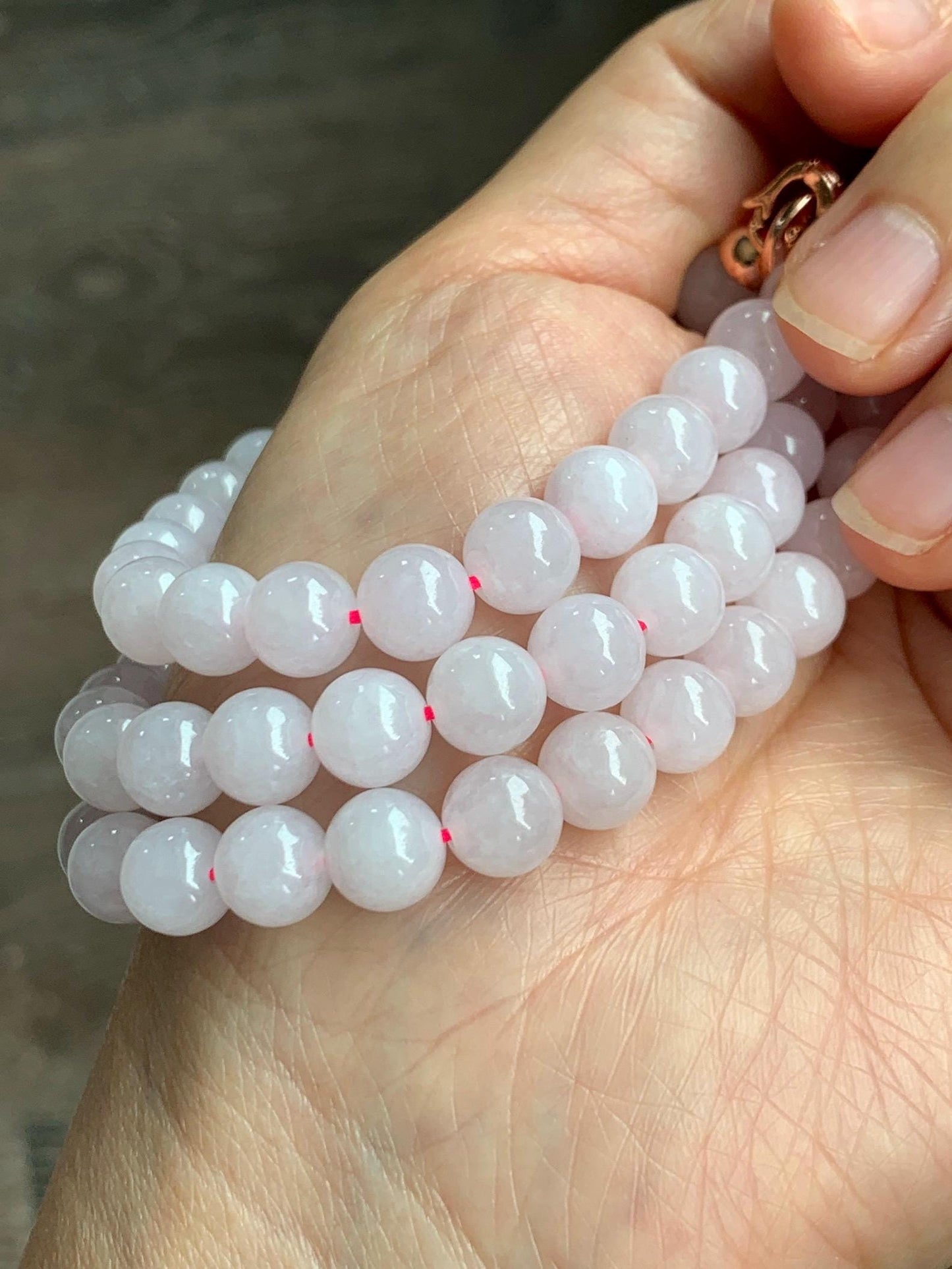Certified Natural Grade A Icy Translucent White Jade Jadeite Beaded Necklace 7.8mm 23” 64g 天然白冰翡翠圆珠项链 264