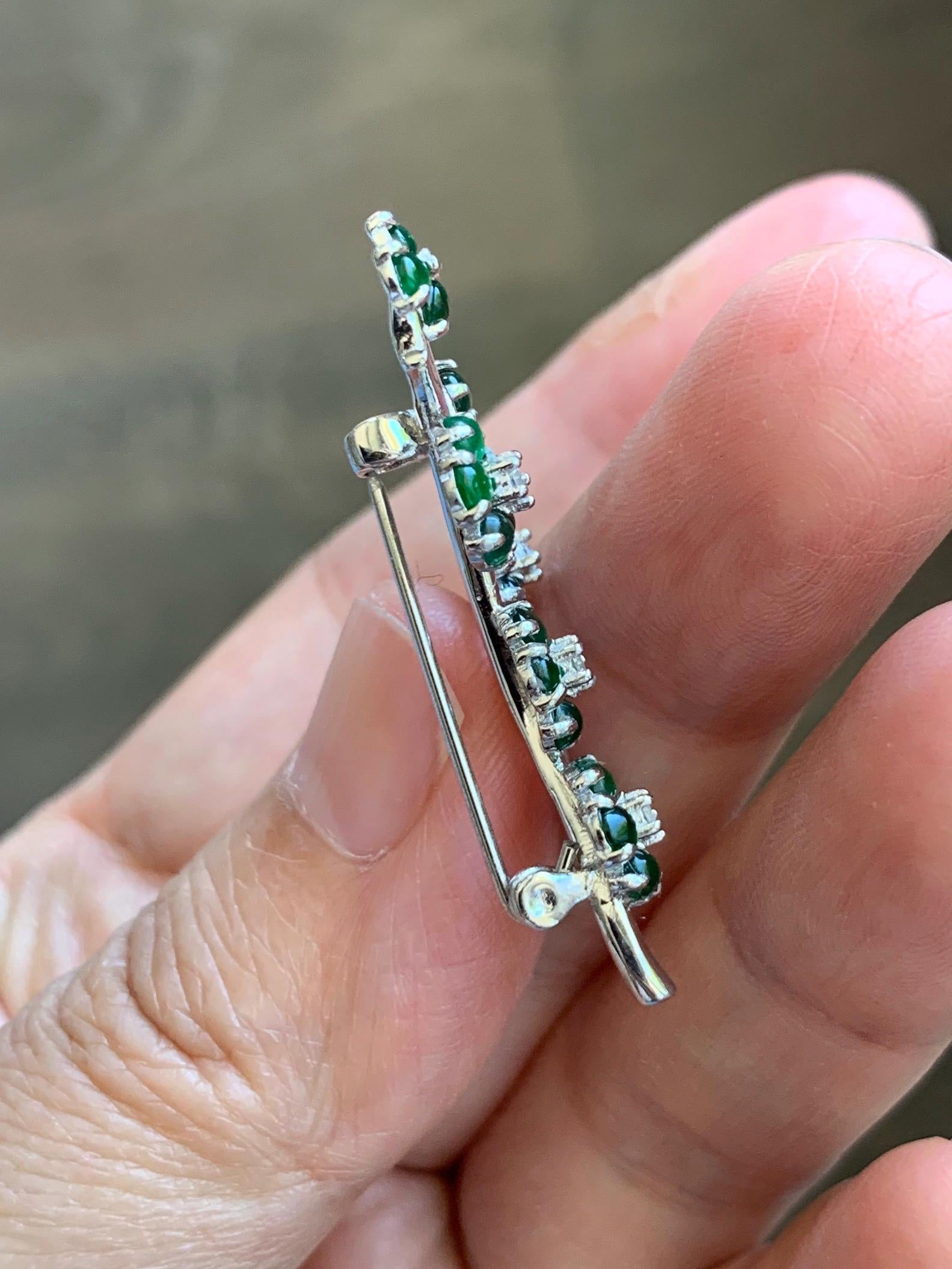Certified Natural Grade A Guatemalan Icy Translucent Vibrant Green Jade Jadeite Cherry Blossom Brooch Sterling Silver 3.2g 天然冰危绿翡翠银镶梅花枝胸针251
