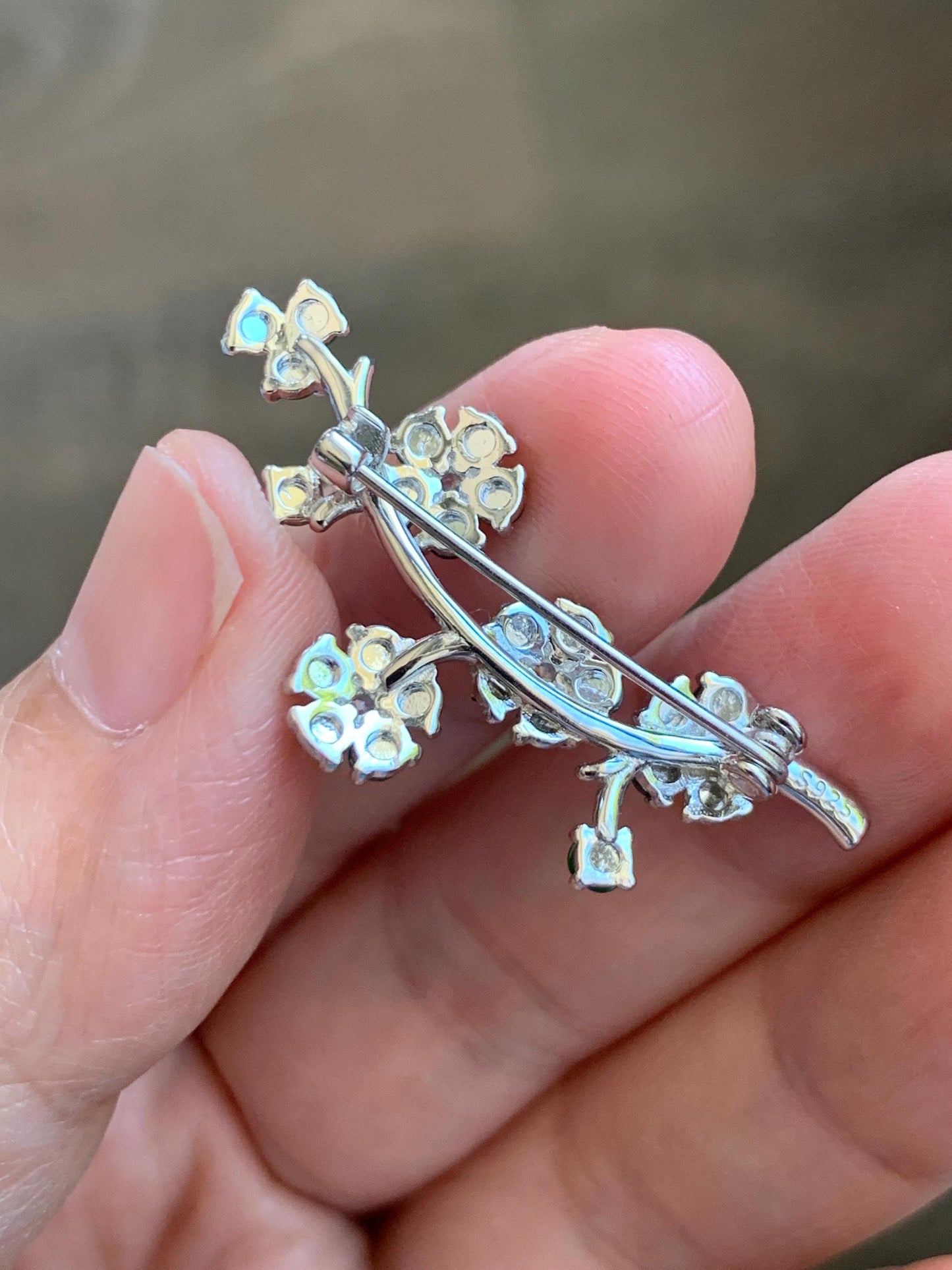 Certified Natural Grade A Guatemalan Icy Translucent Green Jade Jadeite Cherry Blossom Brooch Sterling Silver 3.19g 天然冰危绿翡翠银镶梅花枝胸针 252