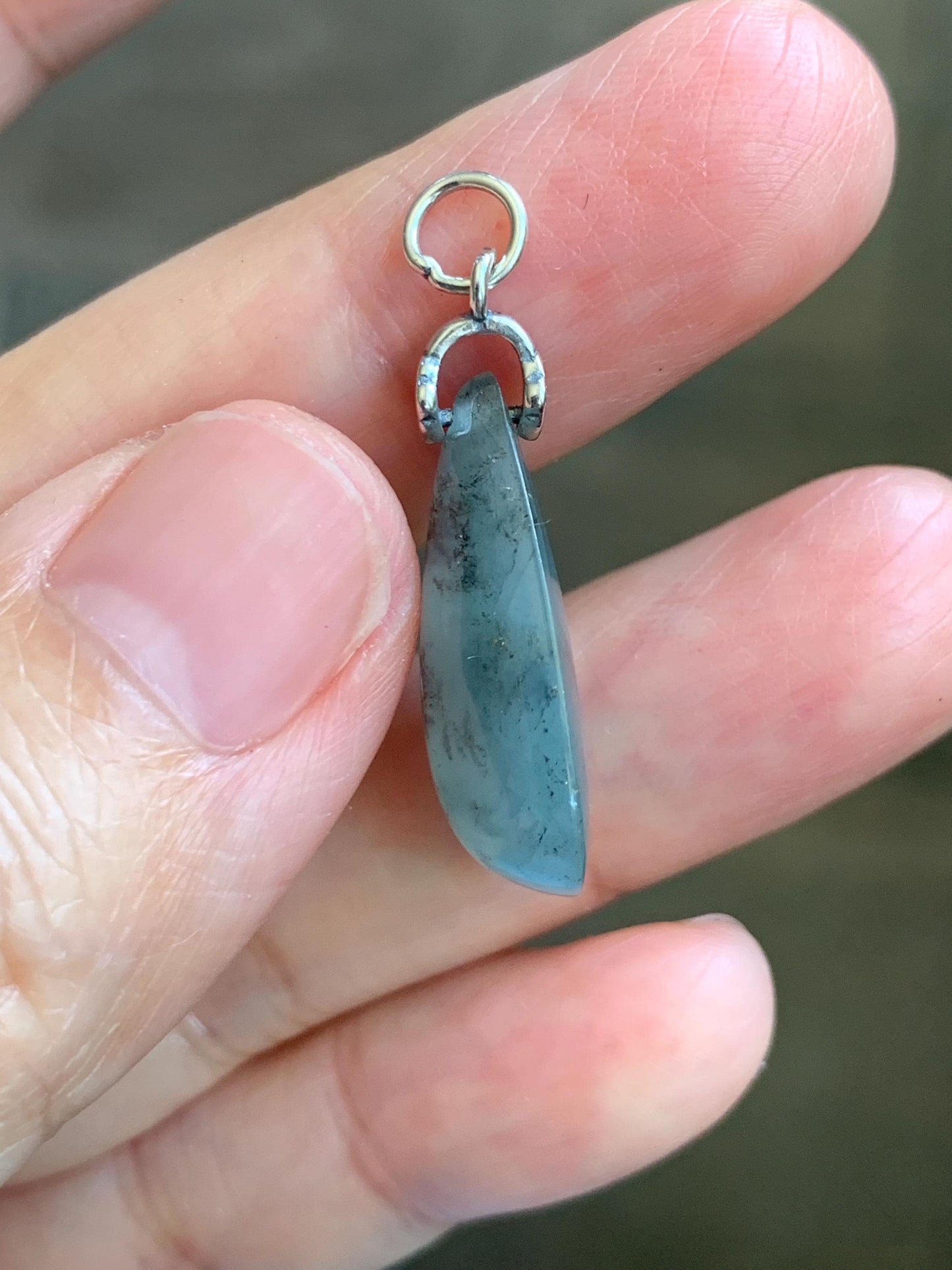 Natural Grade A Guatemalan Icy Highly Translucent Wuji Jade Jadeite Teardrop Pendant Sterling Silver 天然冰危乌鸡翡翠水滴吊坠 WSD88