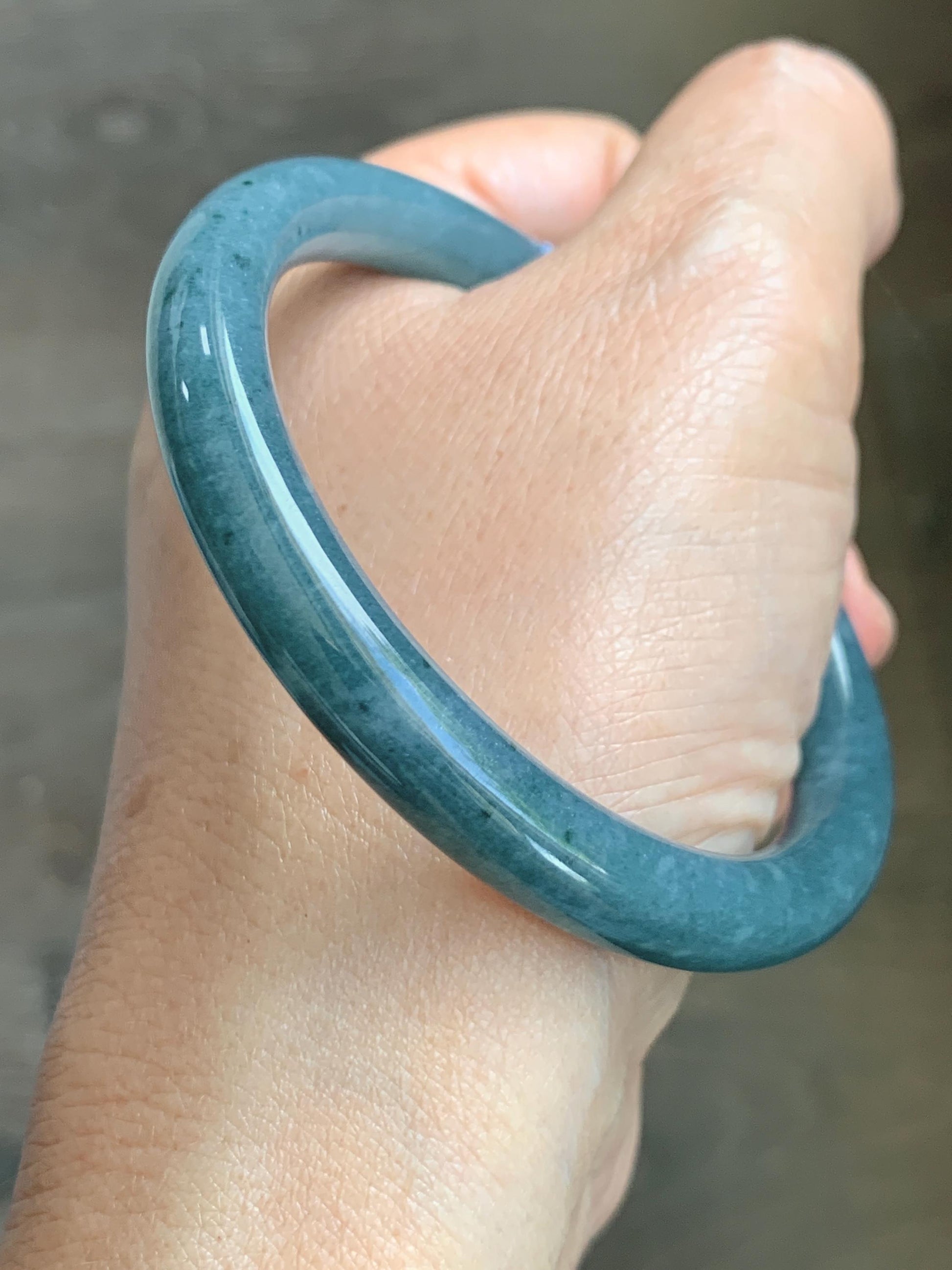 Certified Natural Grade A Guatemalan Icy Dusty Aegean Blue Jade Jadeite Open Bangle Icy Yellow Butterfly Charm 54.8mm 6.77” 天然冰危牛仔篮翡翠开口镯1202