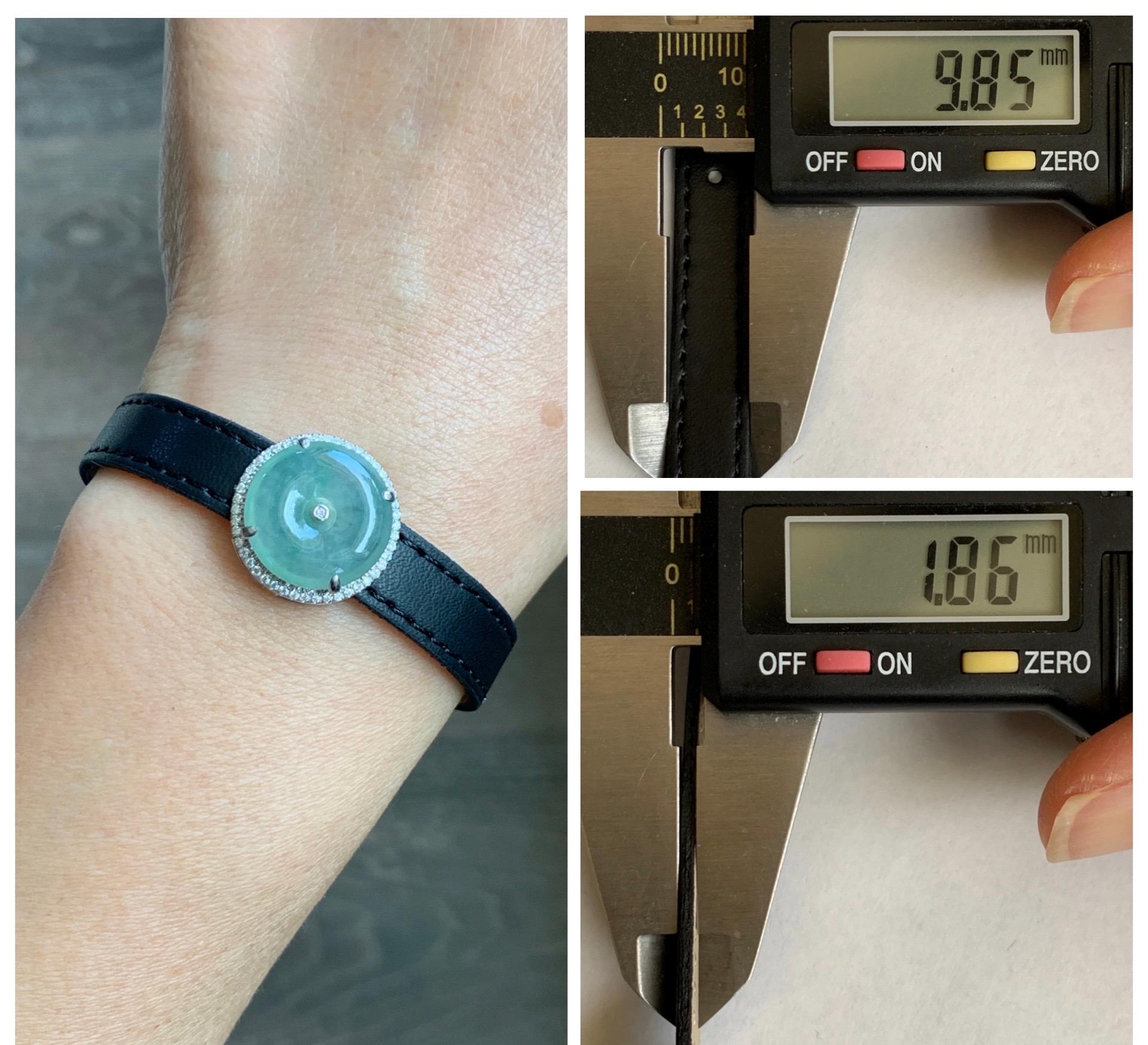Certified Natural Grade A Icy Translucent Light Green Jade Jadeite Ping An Kou Donut Pendant or Bracelet Sterling Silver 天然冰胶晴色翡翠平安扣吊坠手牌 242