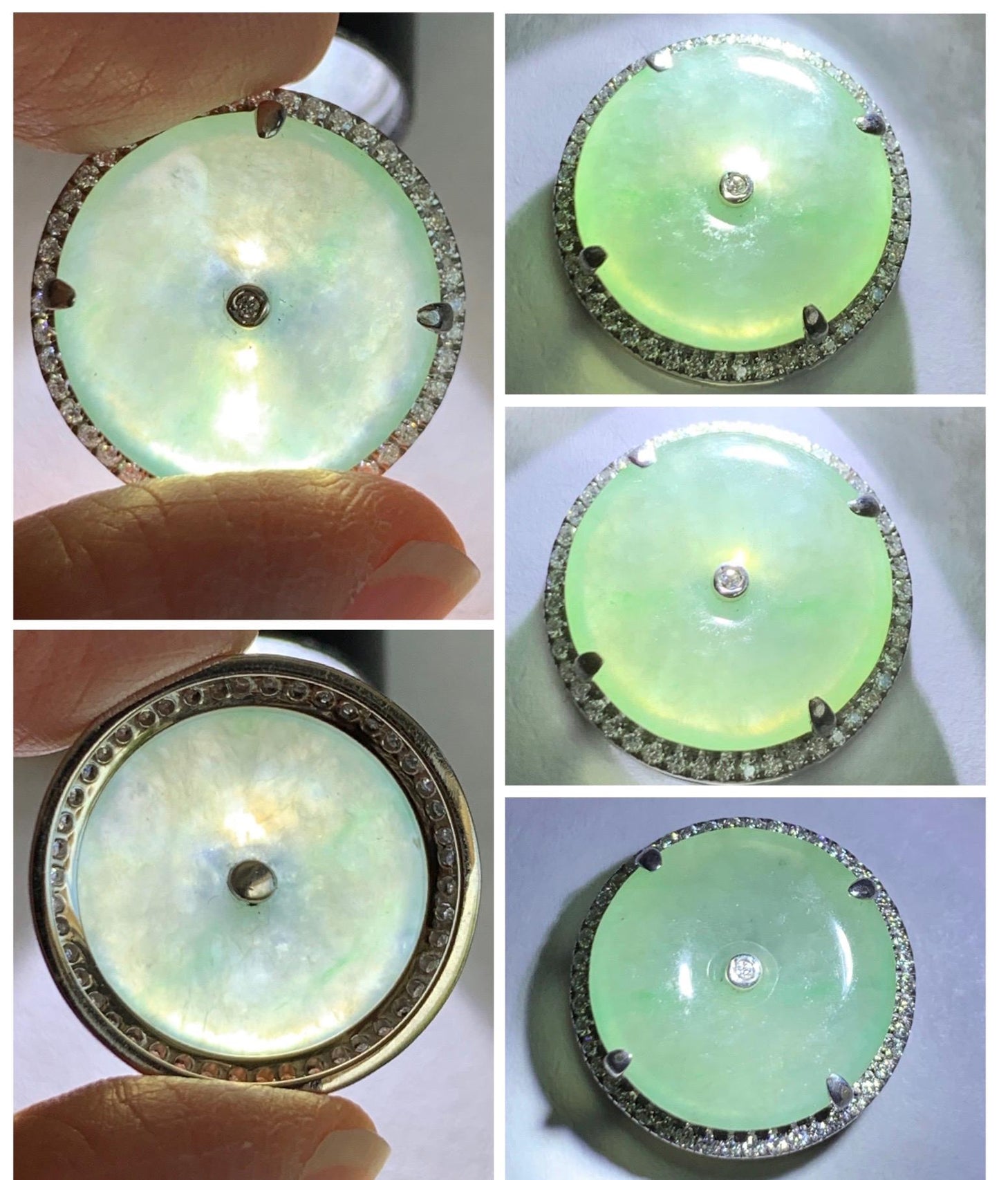 Certified Natural Grade A Icy Translucent Light Green Jade Jadeite Ping An Kou Donut Pendant or Bracelet Sterling Silver 天然冰胶晴色翡翠平安扣吊坠手牌 242