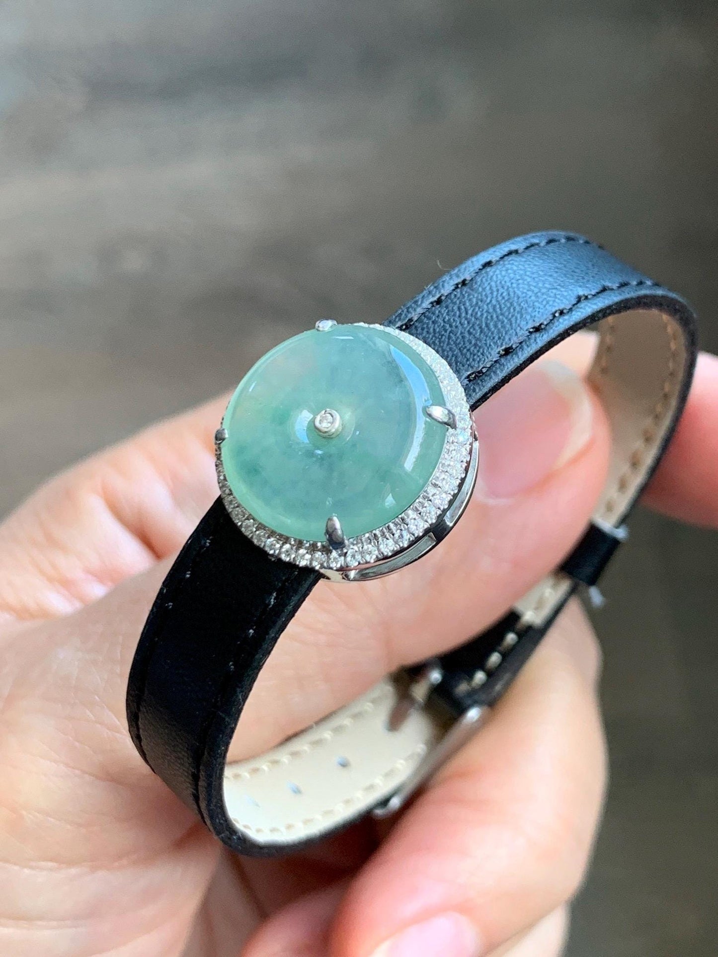 Certified Natural Grade A Icy Translucent Light Green Jade Jadeite Ping An Kou Donut Pendant or Bracelet Sterling Silver 天然冰胶晴色翡翠平安扣吊坠手牌 242