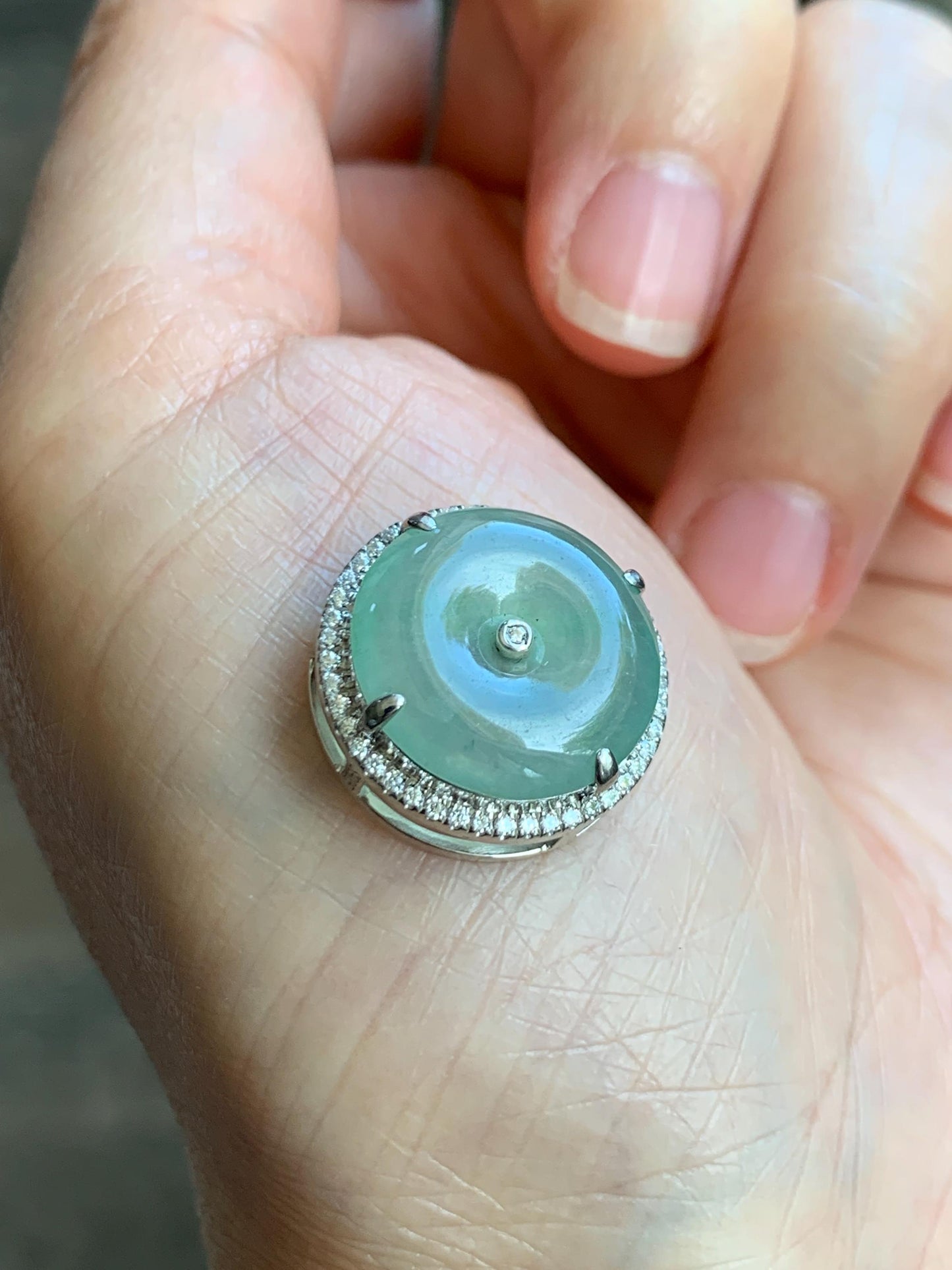 Certified Natural Grade A Icy Translucent Light Green Jade Jadeite Ping An Kou Donut Pendant or Bracelet Sterling Silver 天然冰胶晴色翡翠平安扣吊坠手牌 242