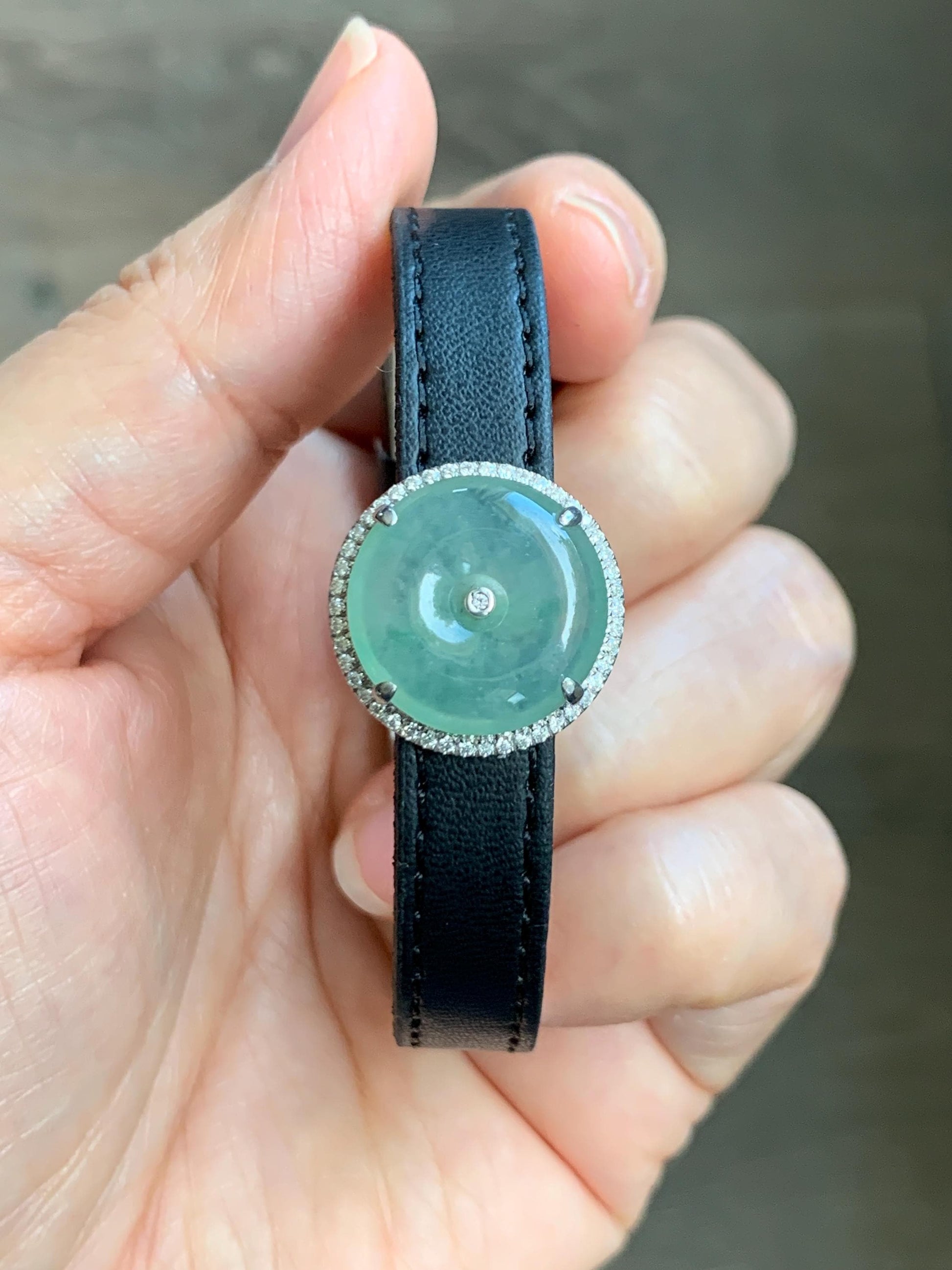 Certified Natural Grade A Icy Translucent Light Green Jade Jadeite Ping An Kou Donut Pendant or Bracelet Sterling Silver 天然冰胶晴色翡翠平安扣吊坠手牌 242