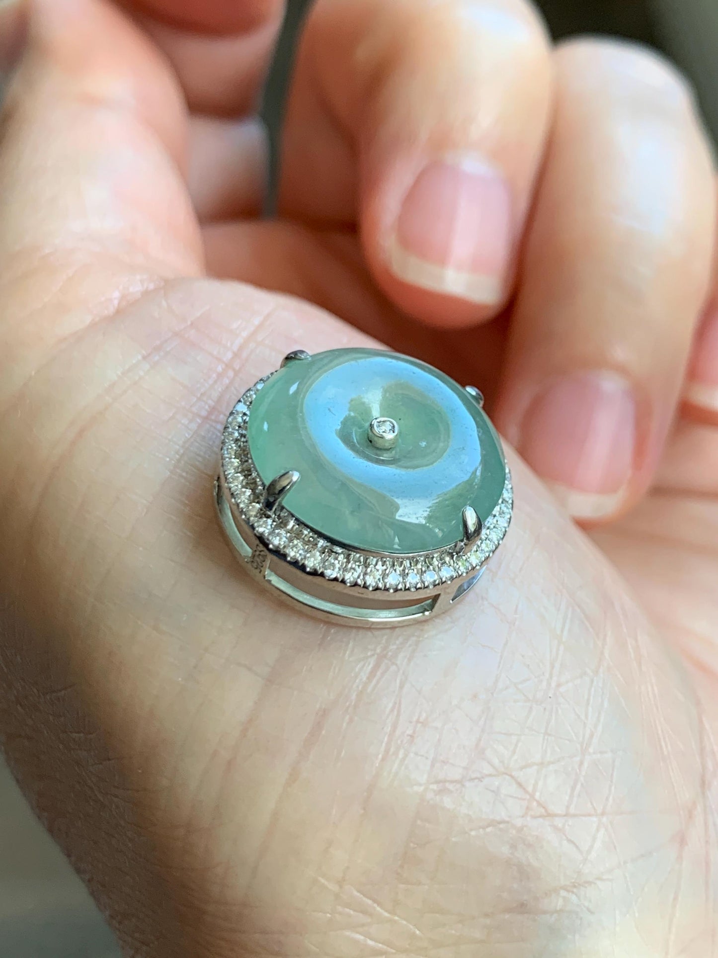 Certified Natural Grade A Icy Translucent Light Green Jade Jadeite Ping An Kou Donut Pendant or Bracelet Sterling Silver 天然冰胶晴色翡翠平安扣吊坠手牌 242