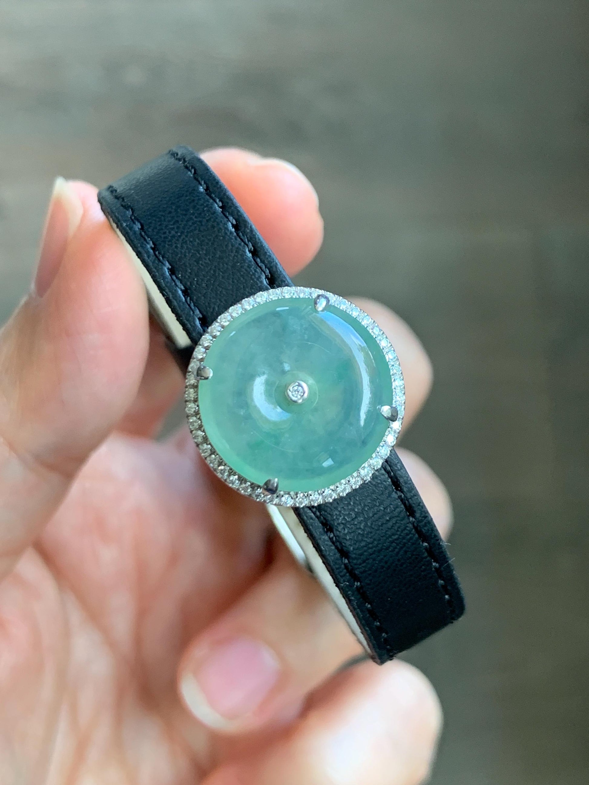 Certified Natural Grade A Icy Translucent Light Green Jade Jadeite Ping An Kou Donut Pendant or Bracelet Sterling Silver 天然冰胶晴色翡翠平安扣吊坠手牌 242